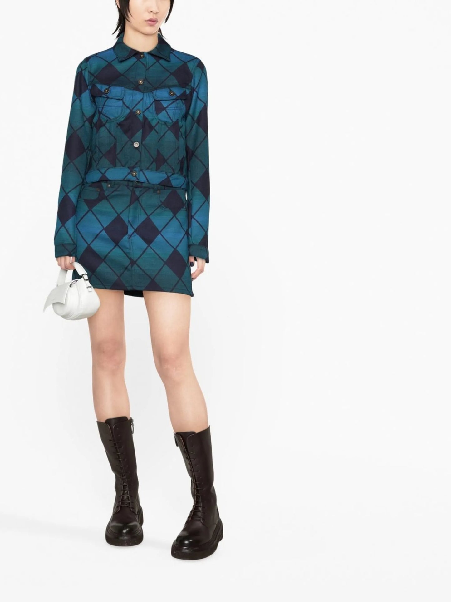 diamond-check cropped jacket