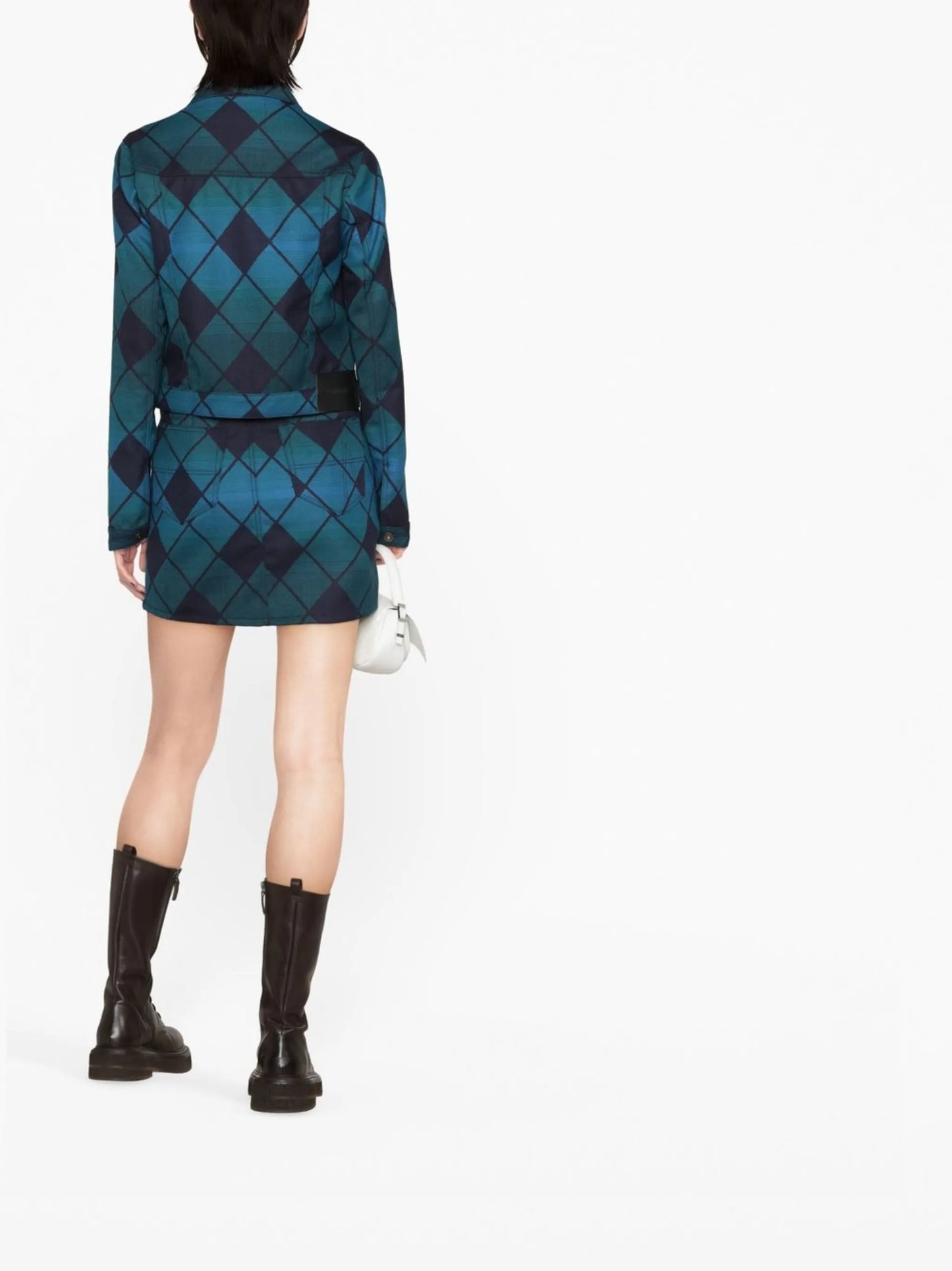diamond-check cropped jacket