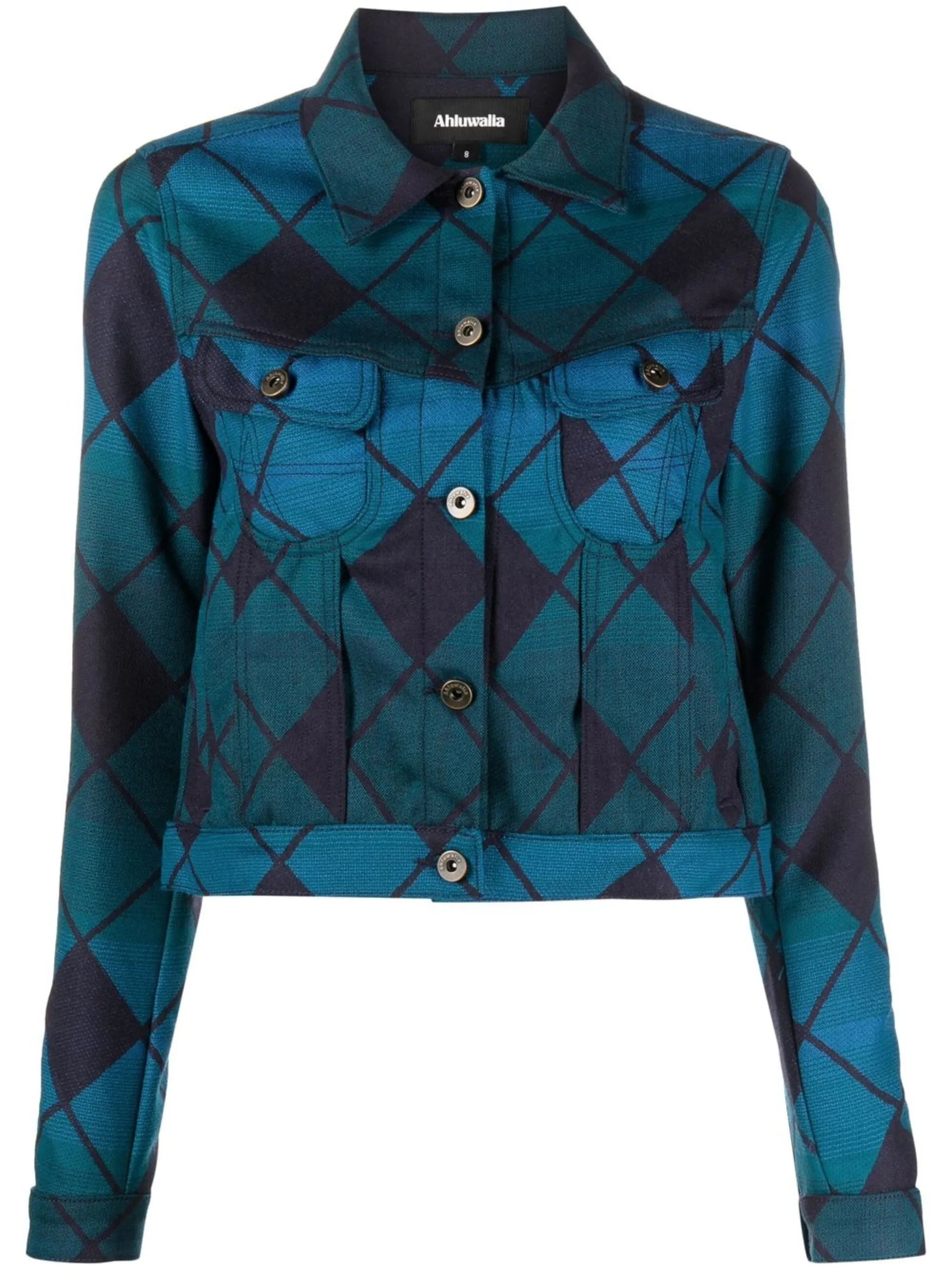 diamond-check cropped jacket