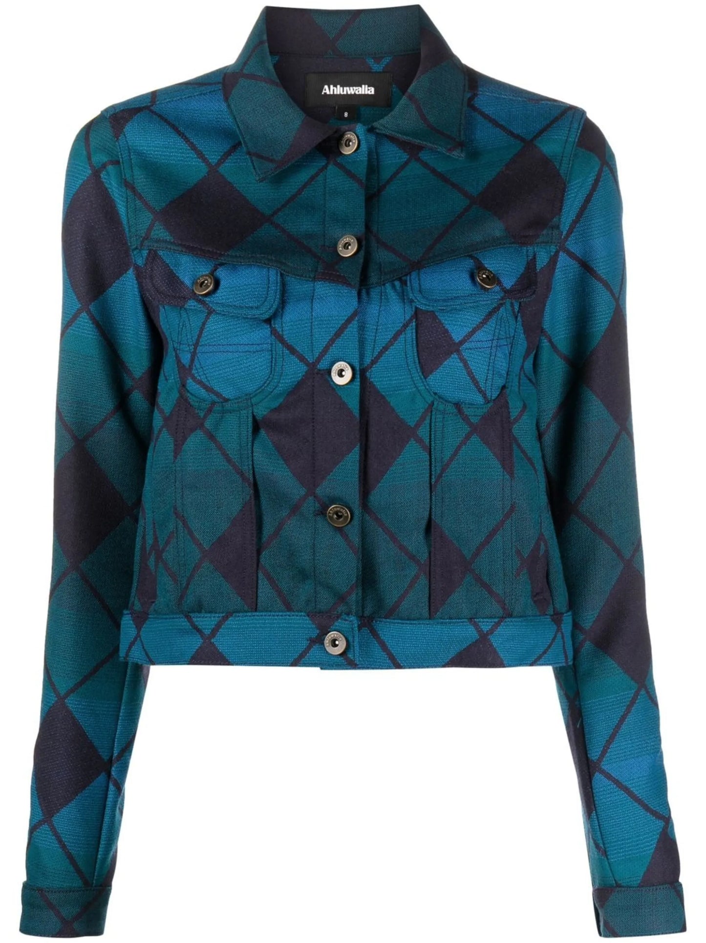 diamond-check cropped jacket
