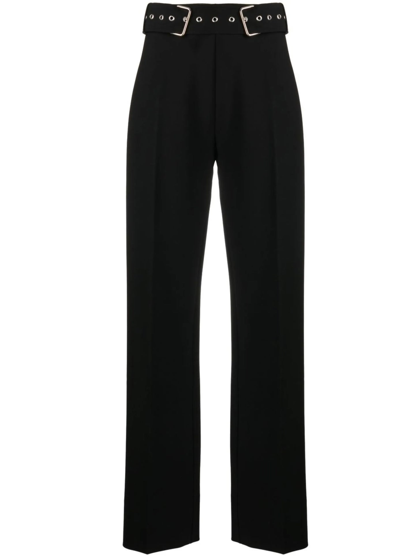 belted straight-leg trousers