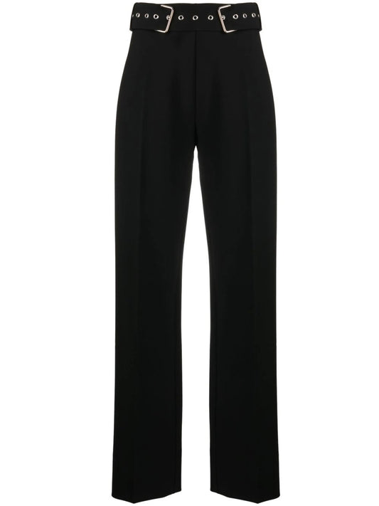 belted straight-leg trousers