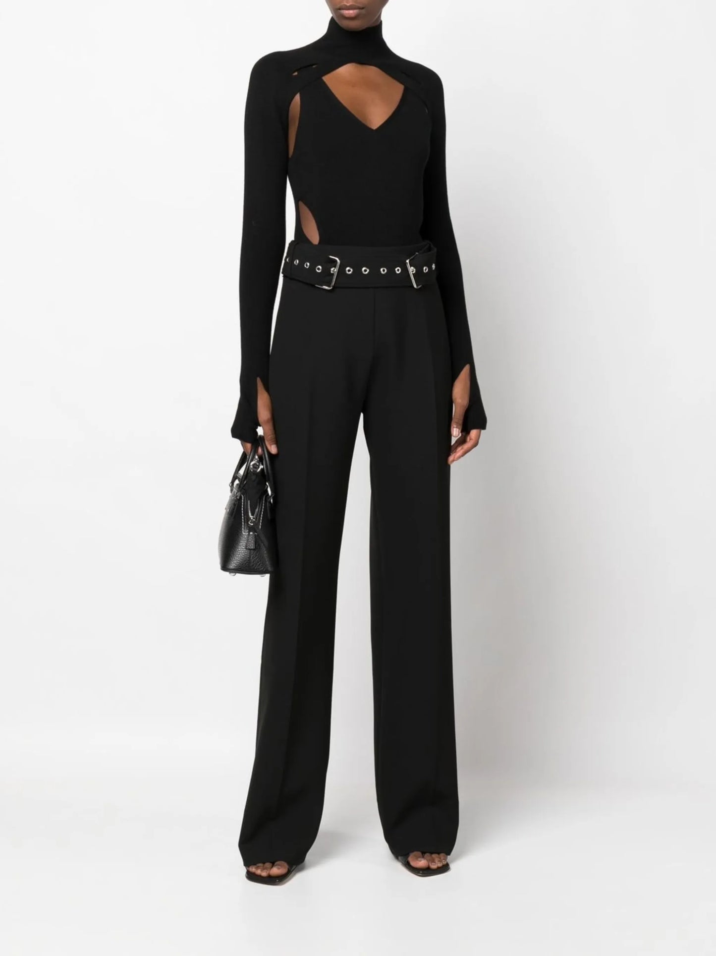 belted straight-leg trousers