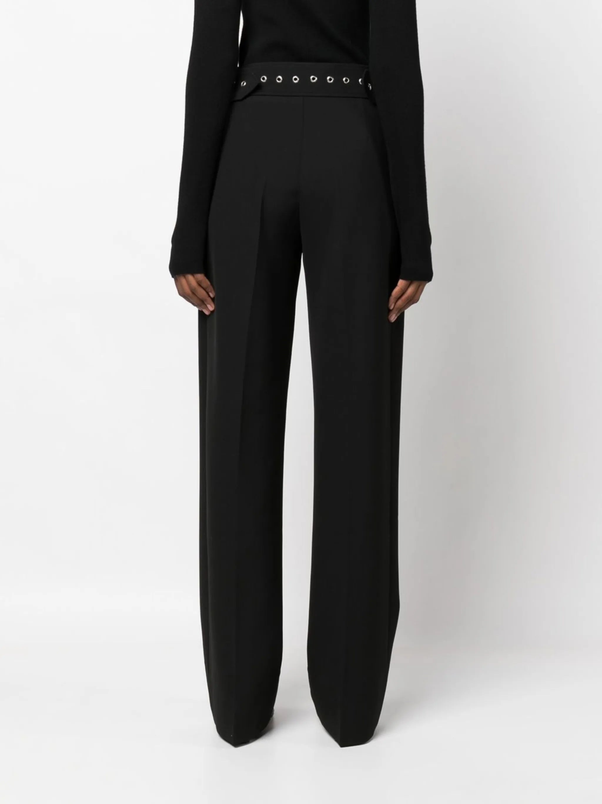 belted straight-leg trousers