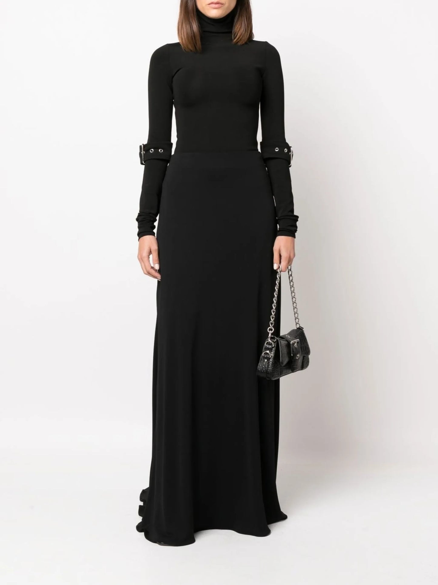 buckle-detailed long-sleeve top
