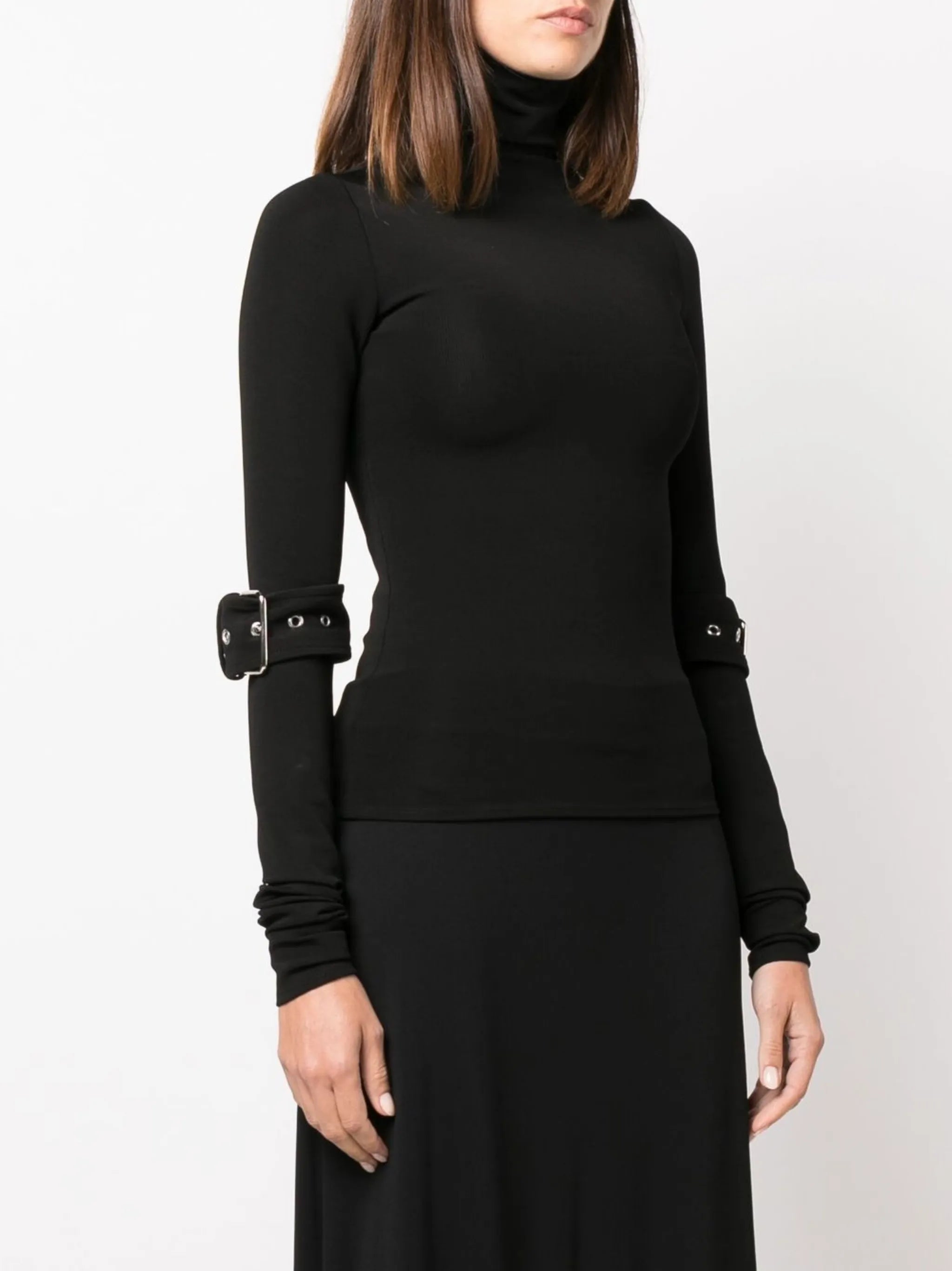buckle-detailed long-sleeve top