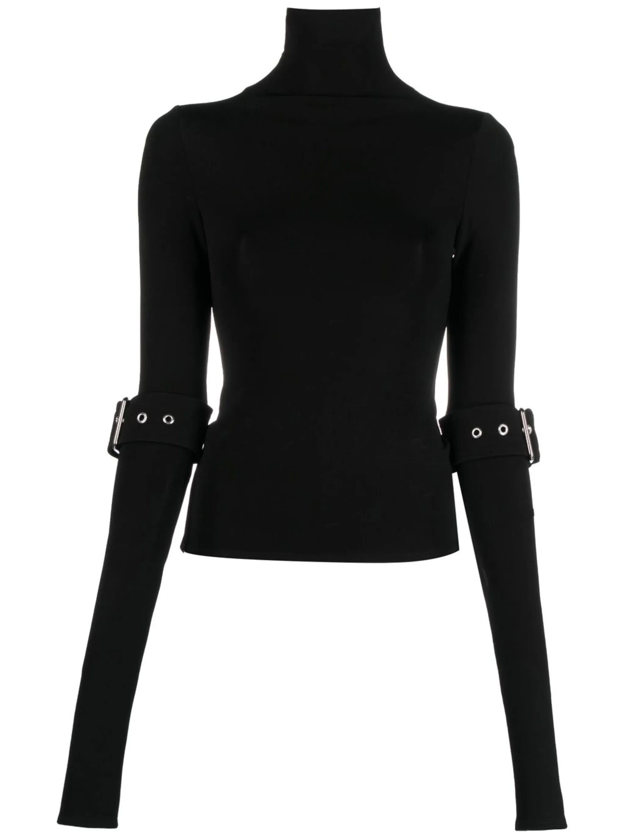 buckle-detailed long-sleeve top