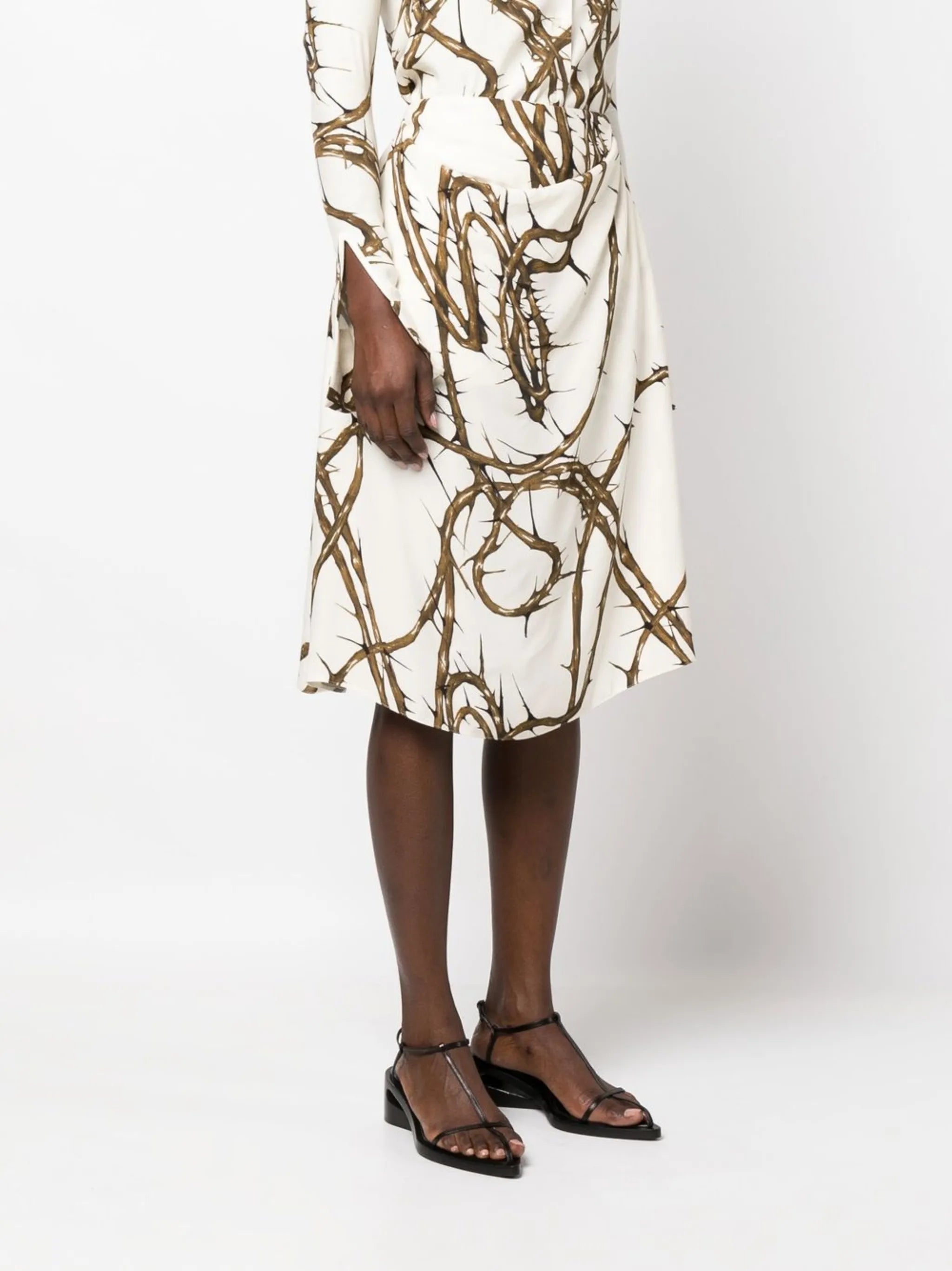 thorn-graphic draped skirt