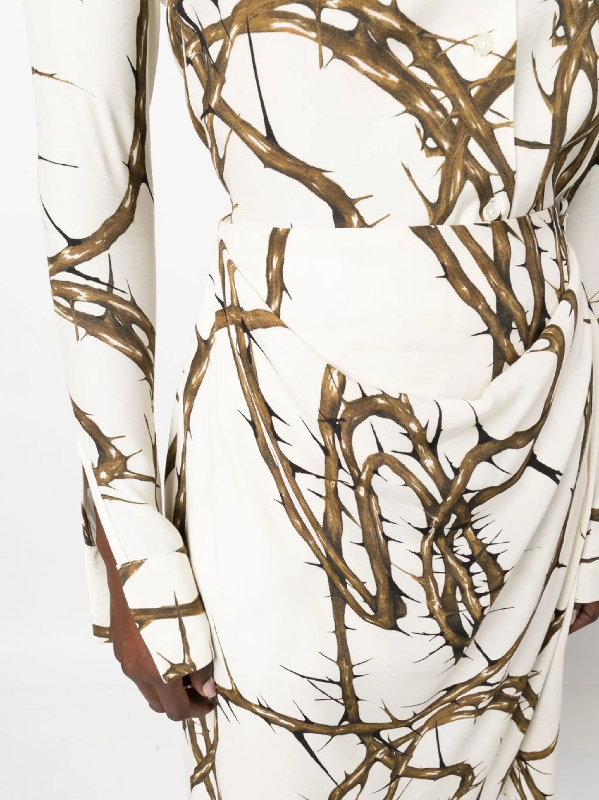 thorn-graphic draped skirt