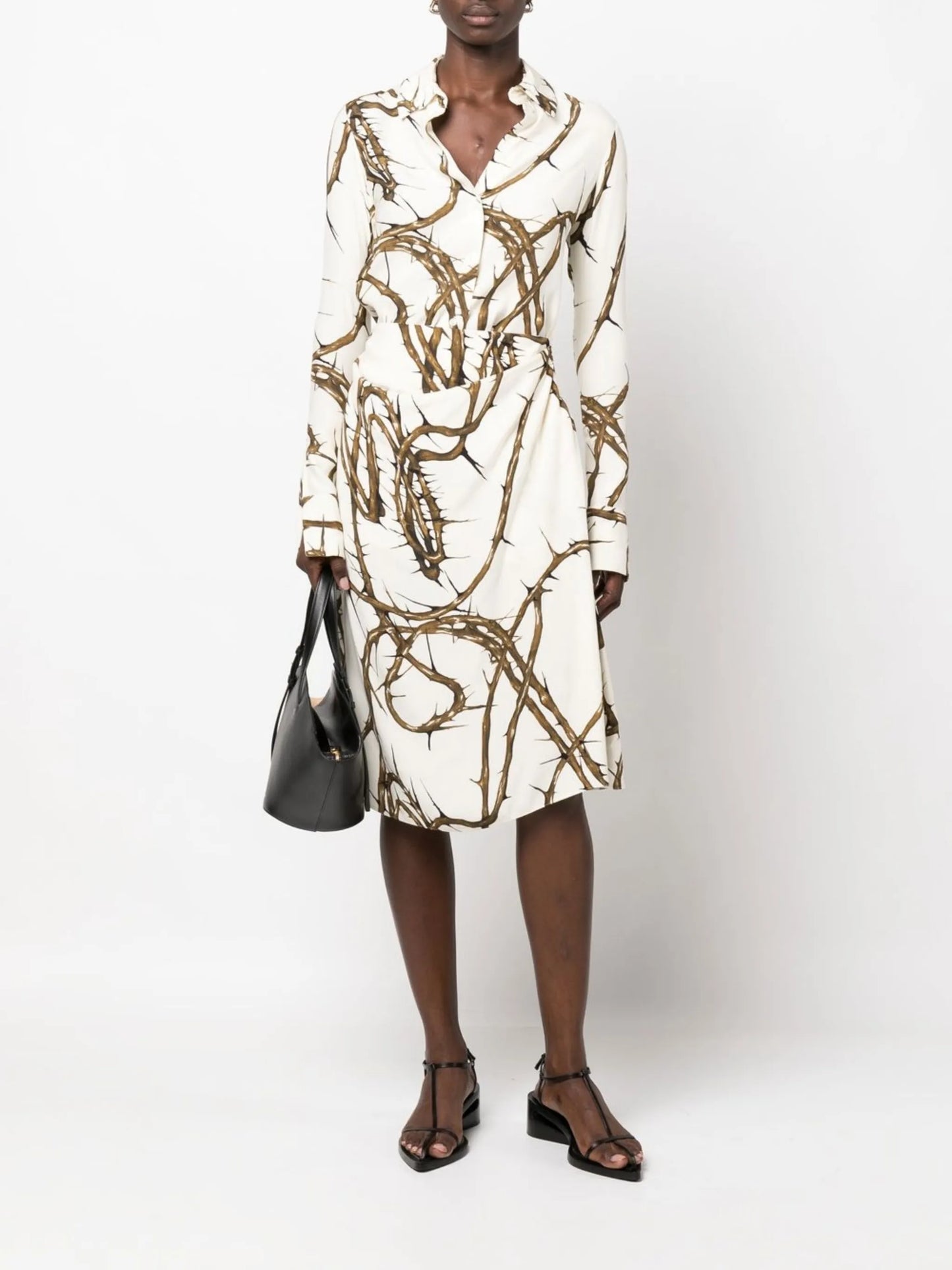 thorn-graphic draped skirt