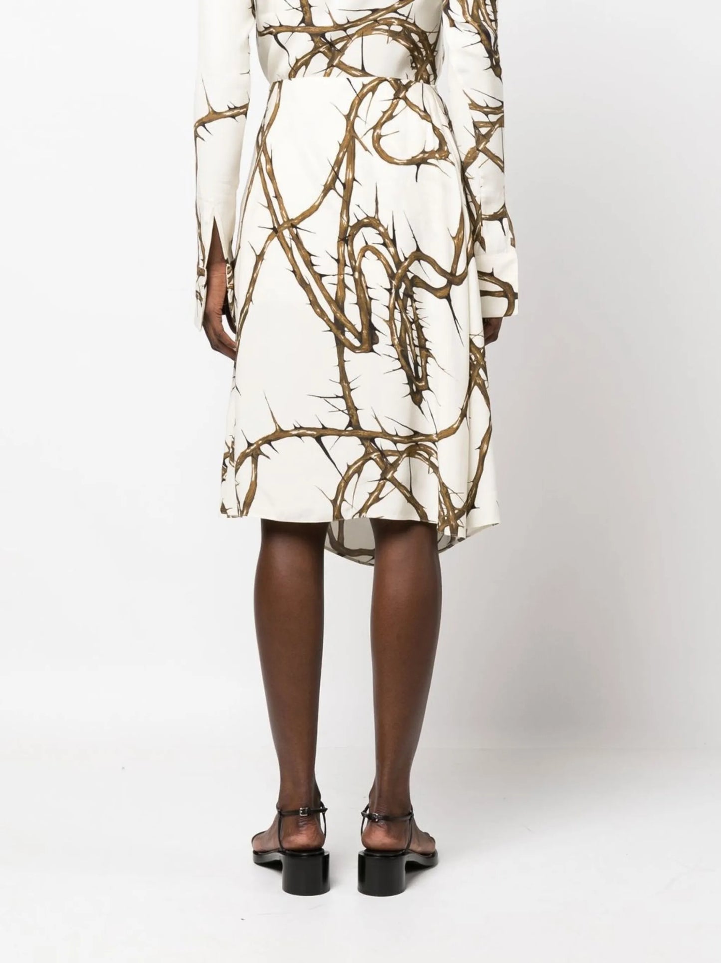 thorn-graphic draped skirt