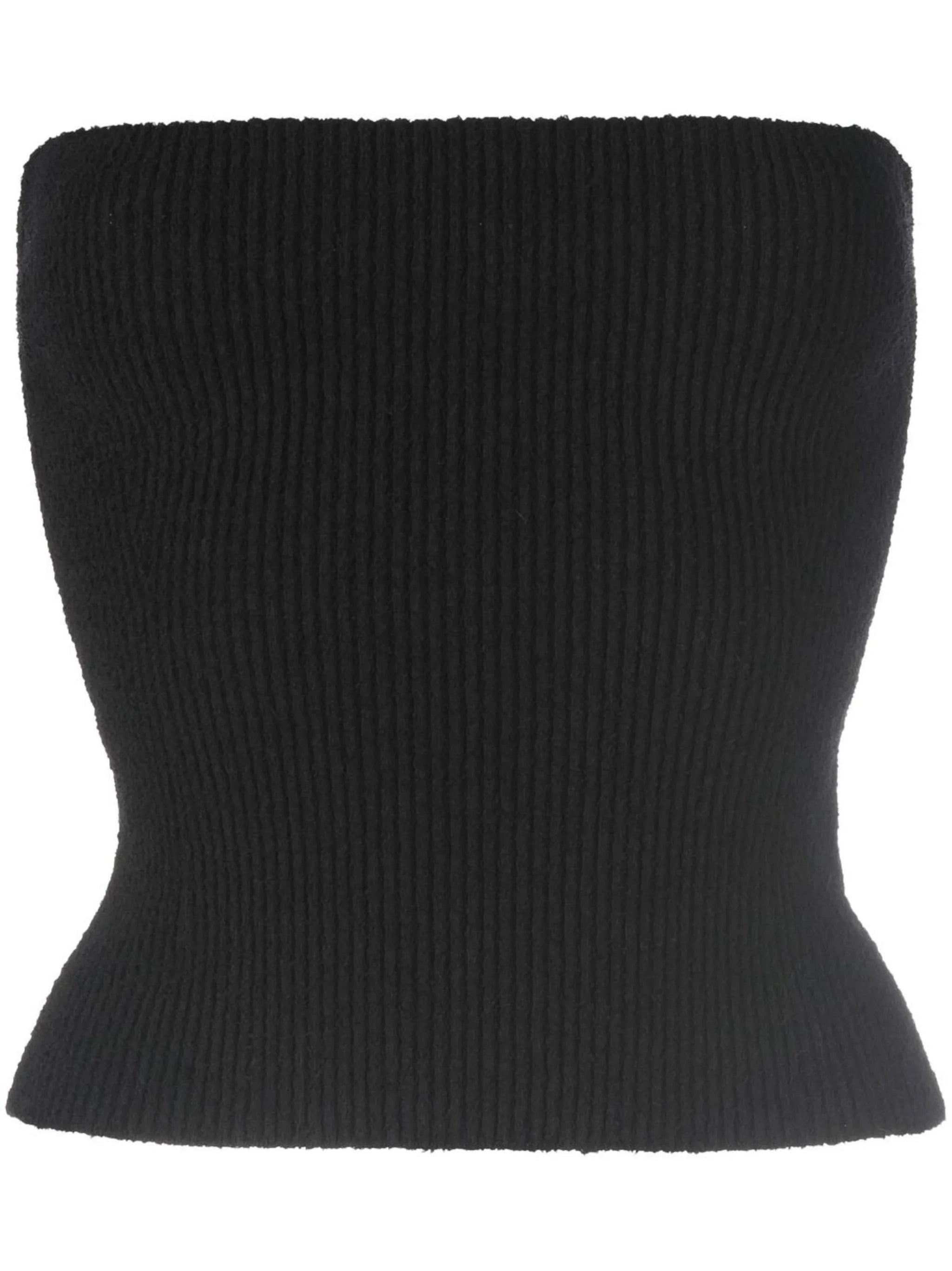 ribbed-knit strapless top
