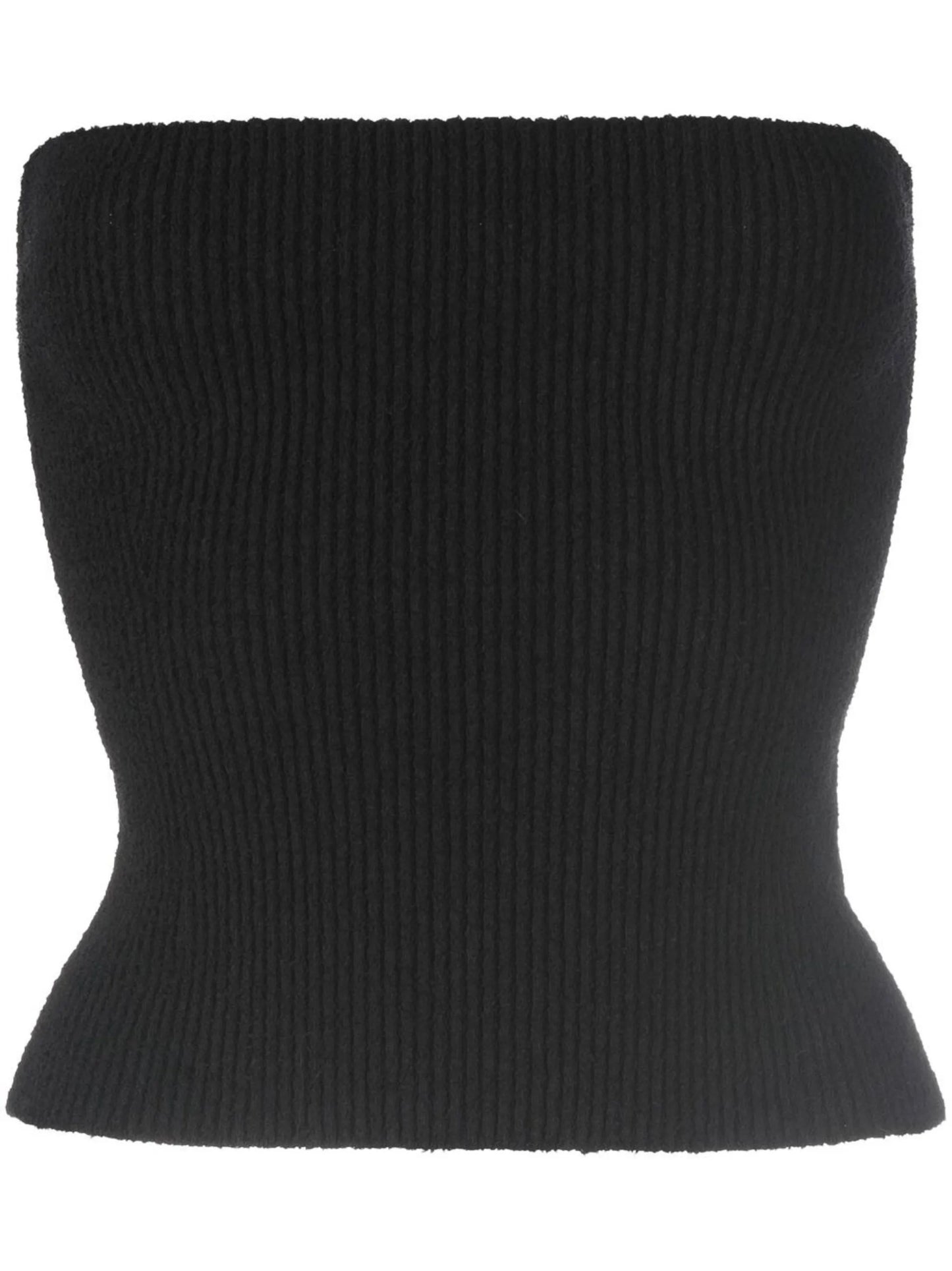 ribbed-knit strapless top