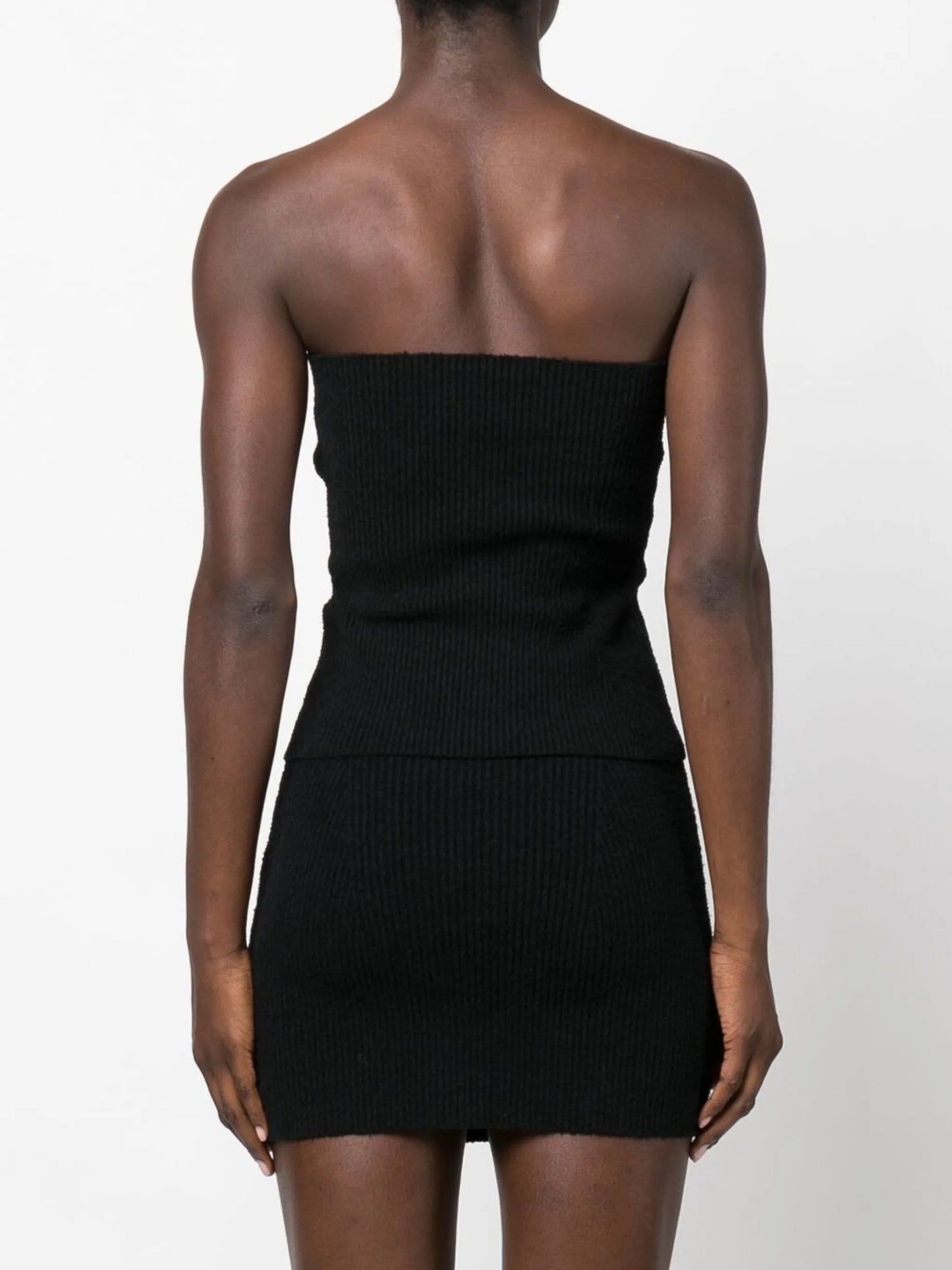 ribbed-knit strapless top