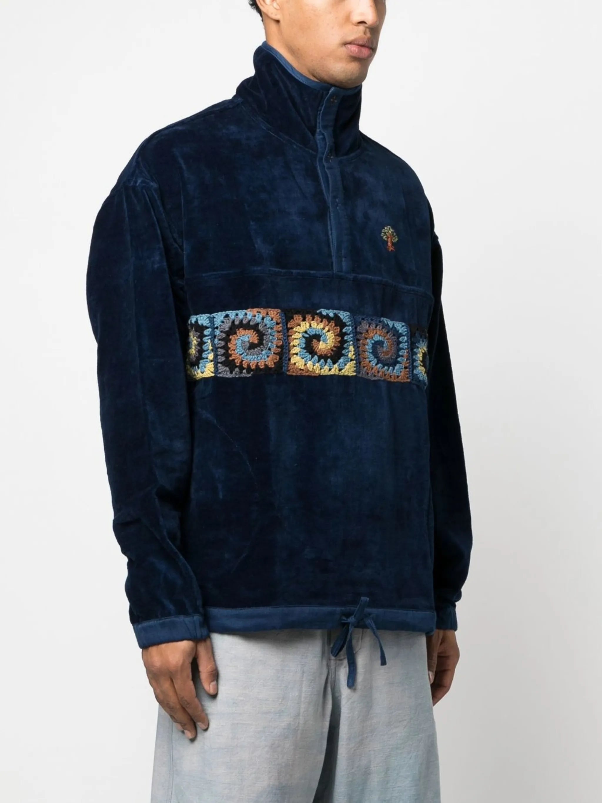 crochet-embellished sweatshirt