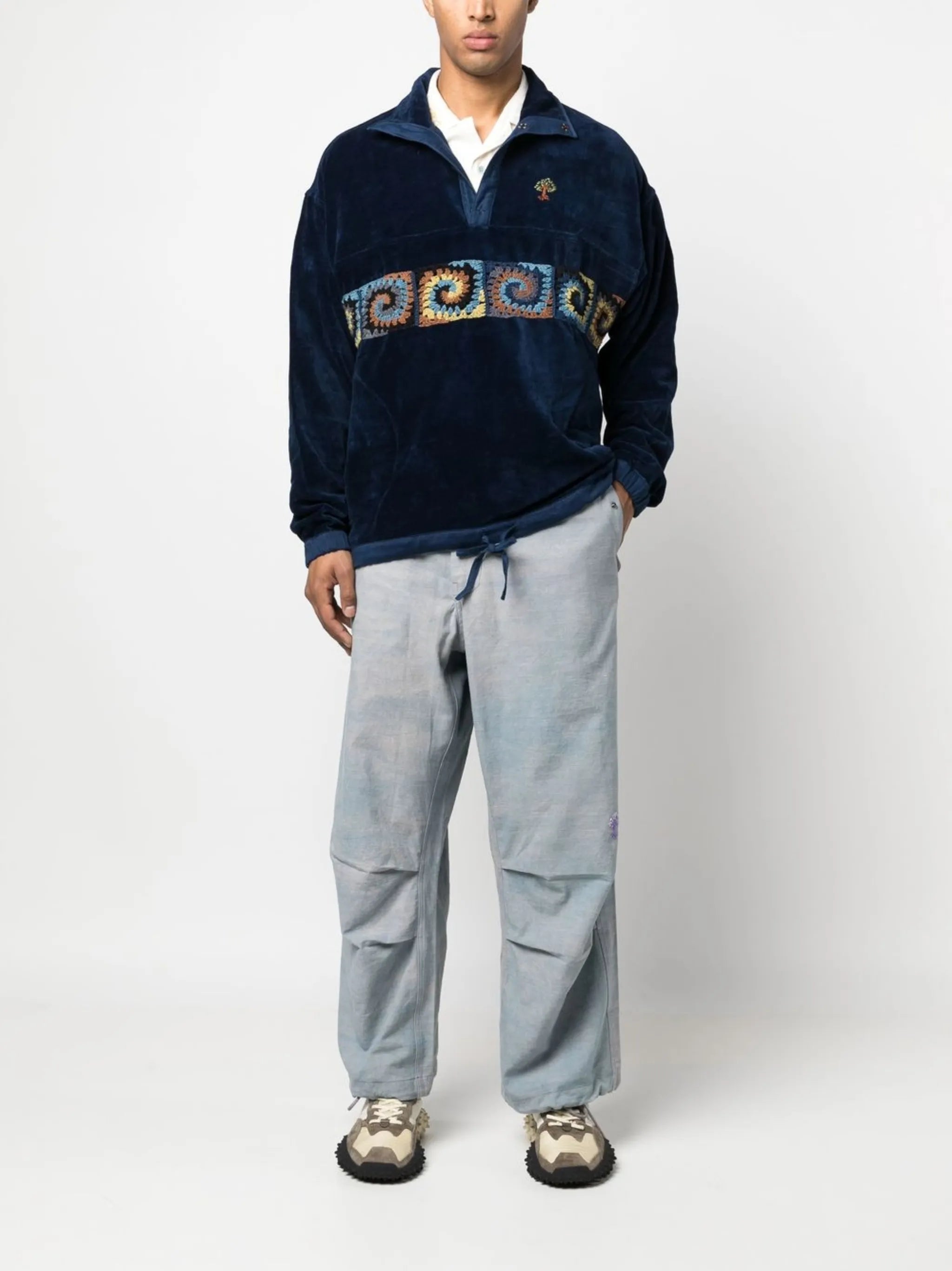 crochet-embellished sweatshirt