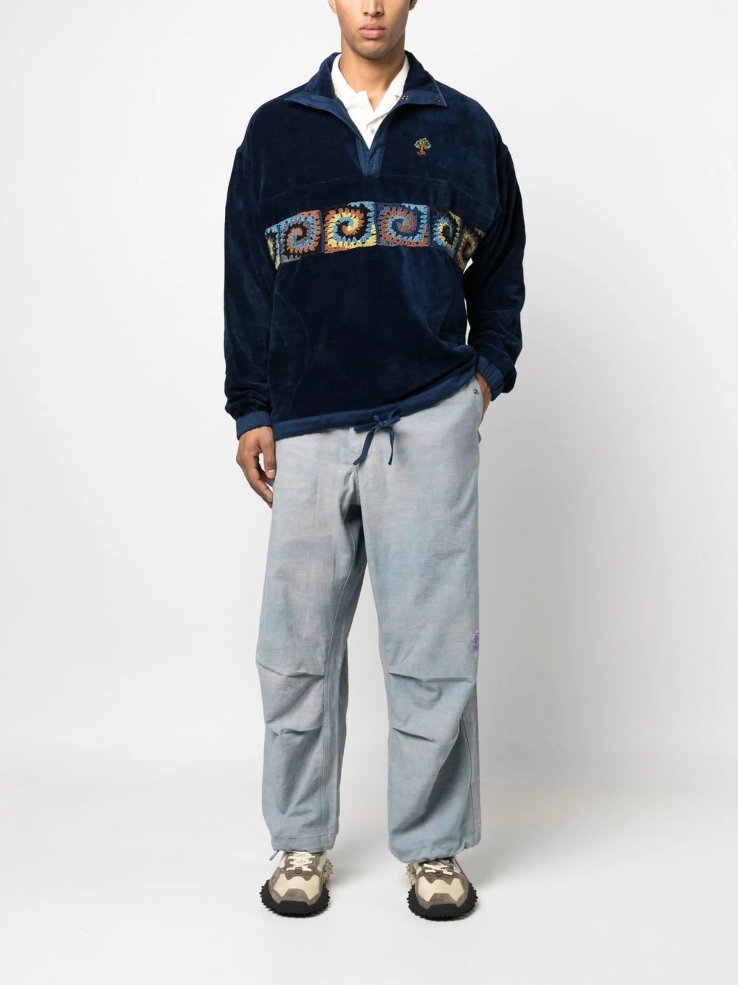 crochet-embellished sweatshirt