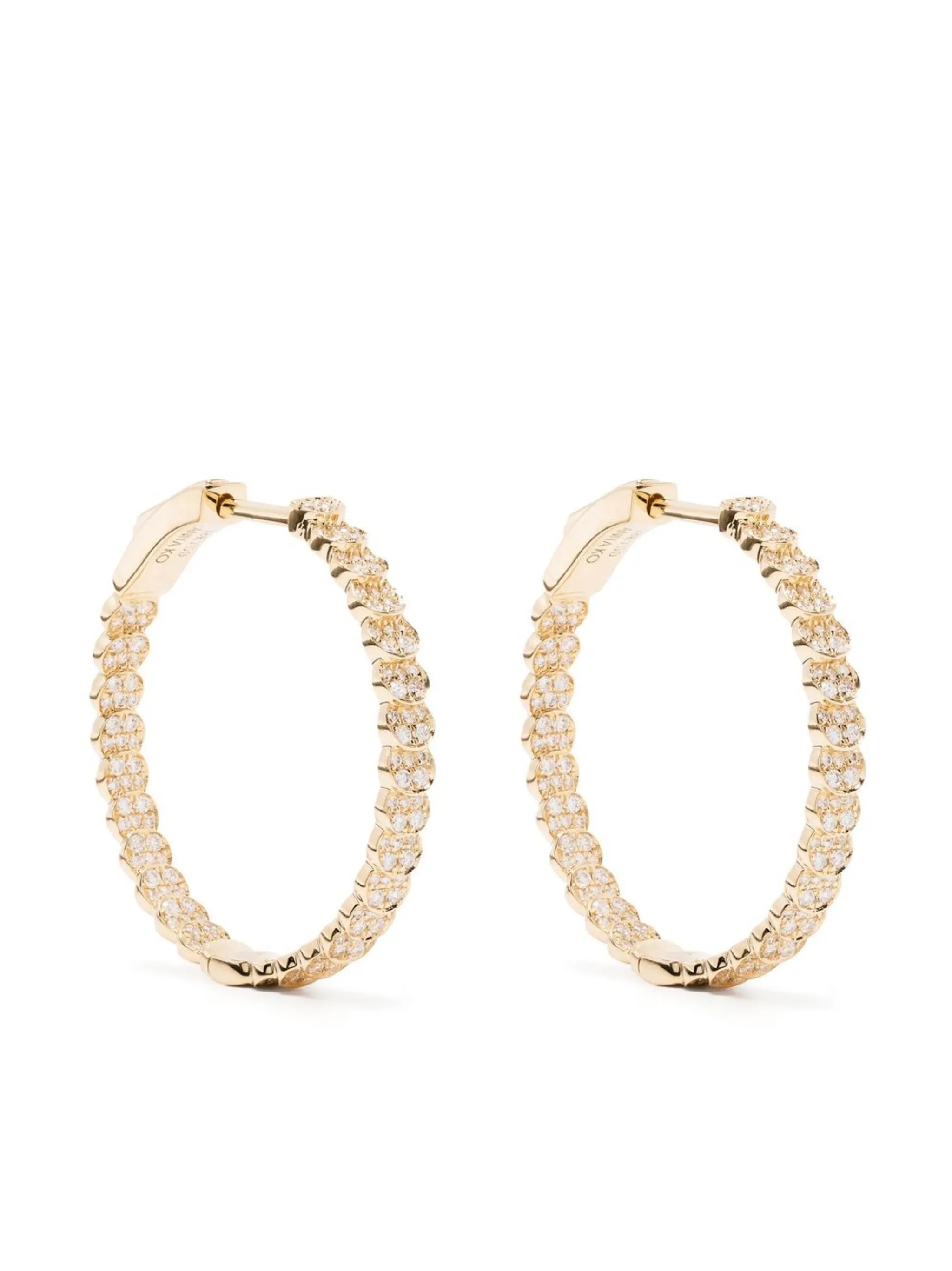 18kt yellow gold Luna diamond hoop earrings