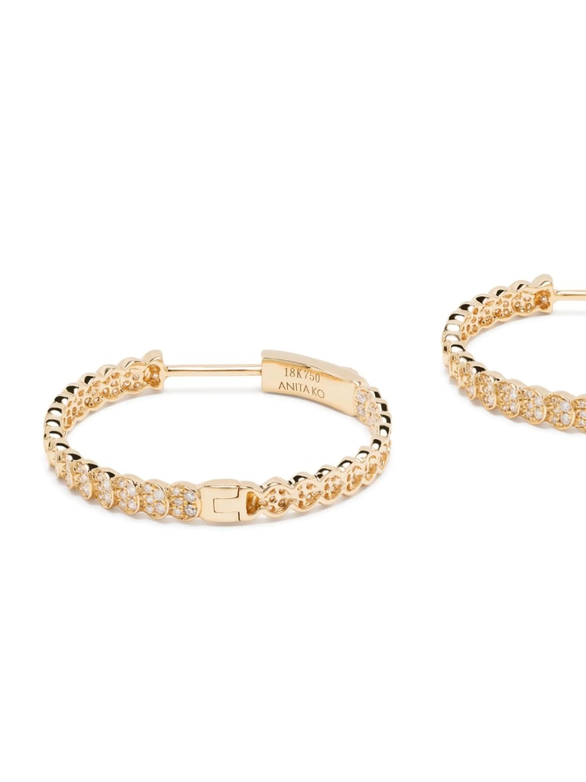 18kt yellow gold Luna diamond hoop earrings