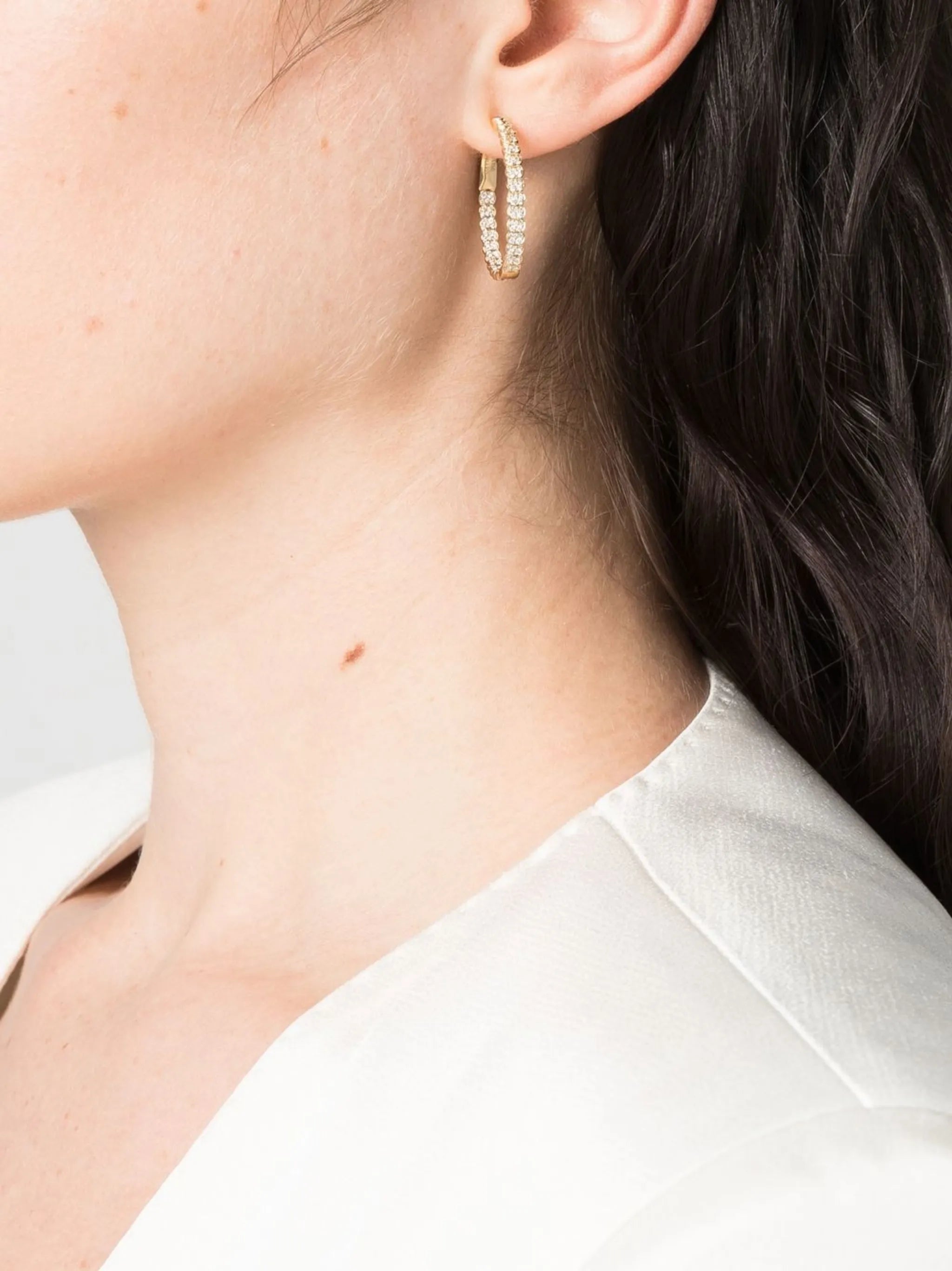 18kt yellow gold Luna diamond hoop earrings