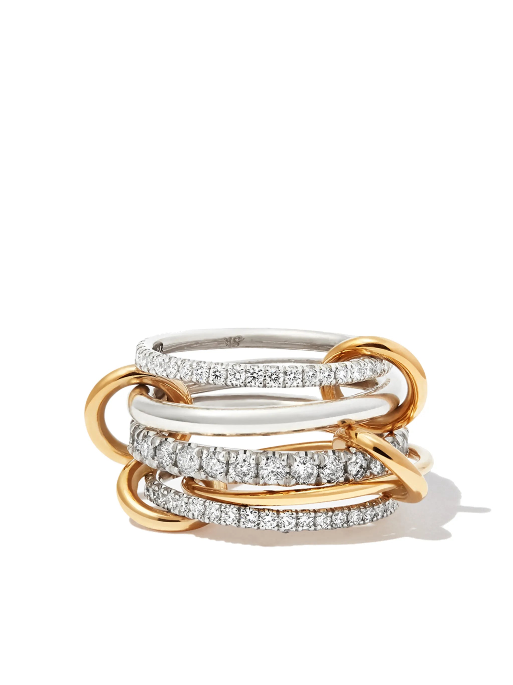 18kt yellow gold and sterling silver Aquarius grey and white diamond ring
