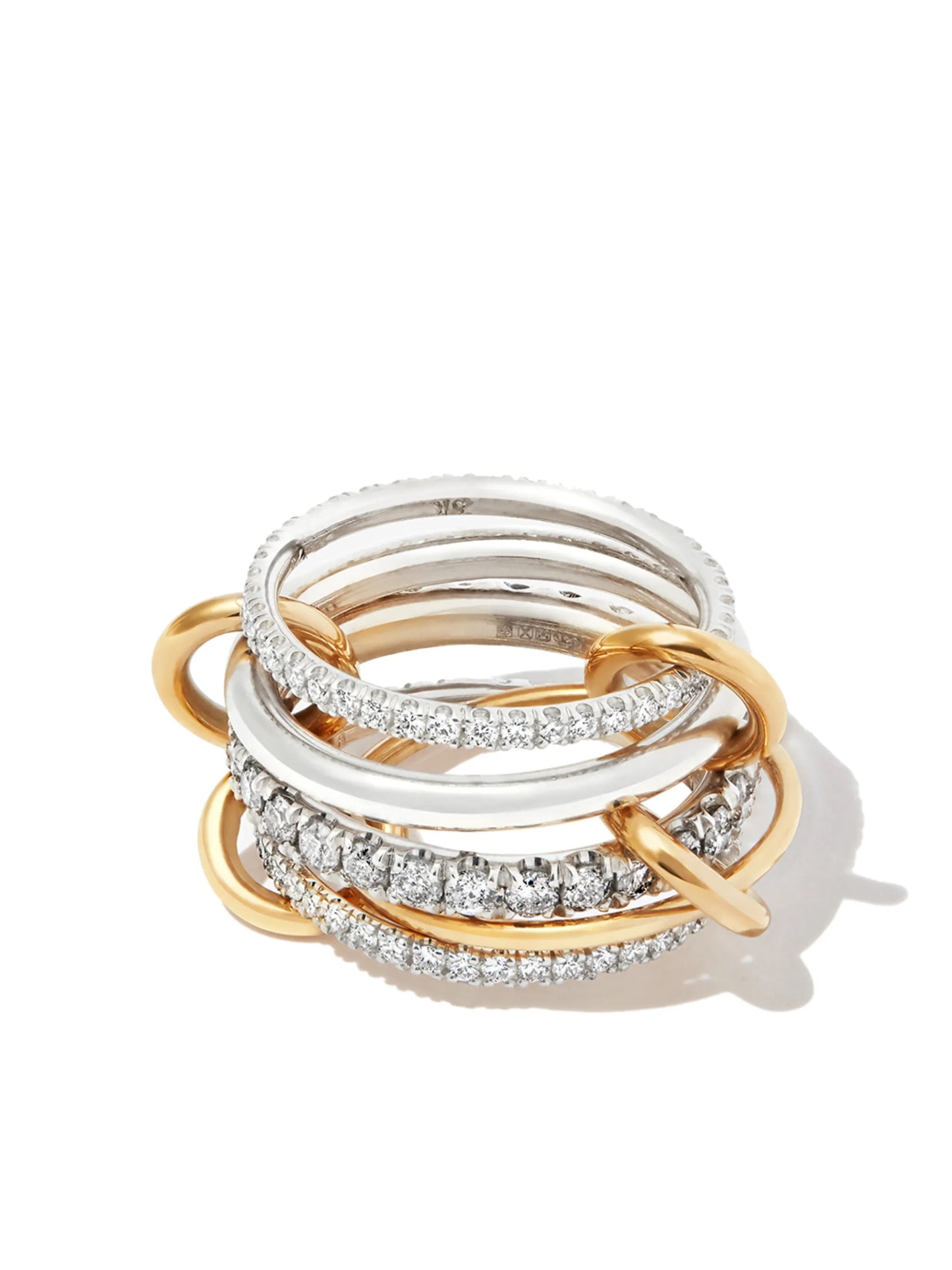 18kt yellow gold and sterling silver Aquarius grey and white diamond ring