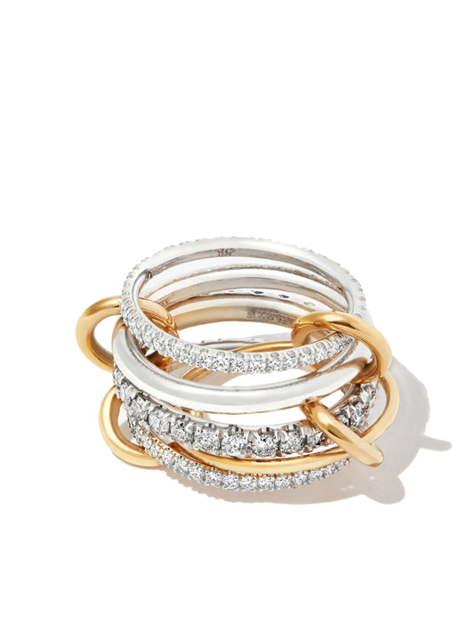 18kt yellow gold and sterling silver Aquarius grey and white diamond ring