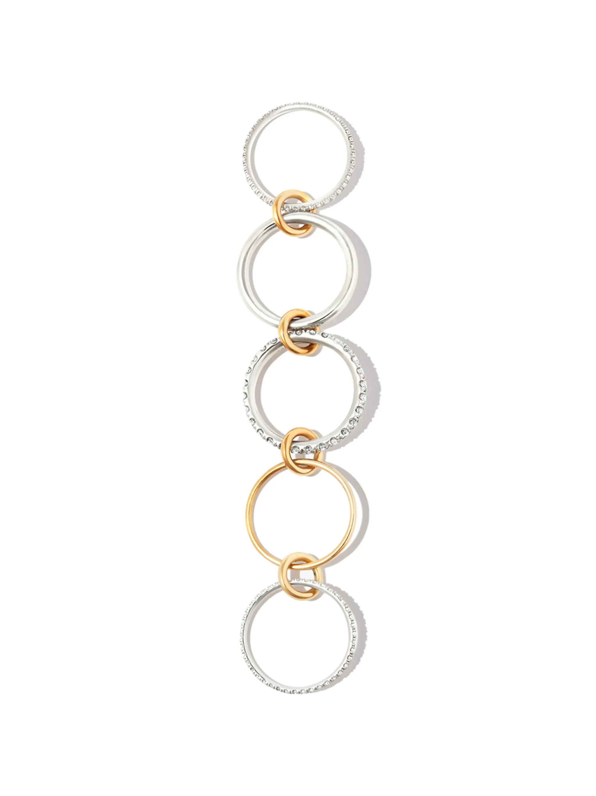 18kt yellow gold and sterling silver Aquarius grey and white diamond ring