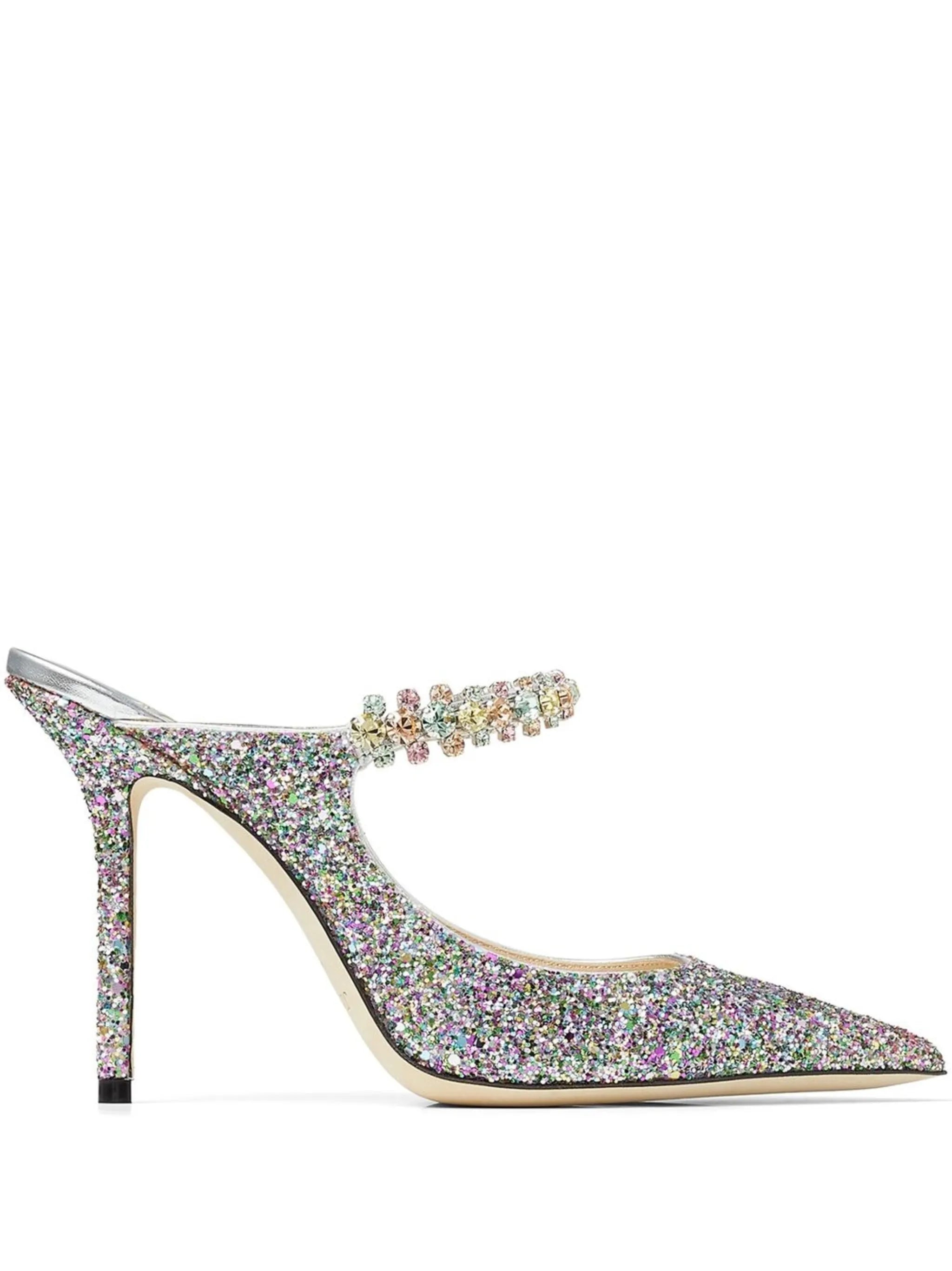 Bing 100mm glitter mules