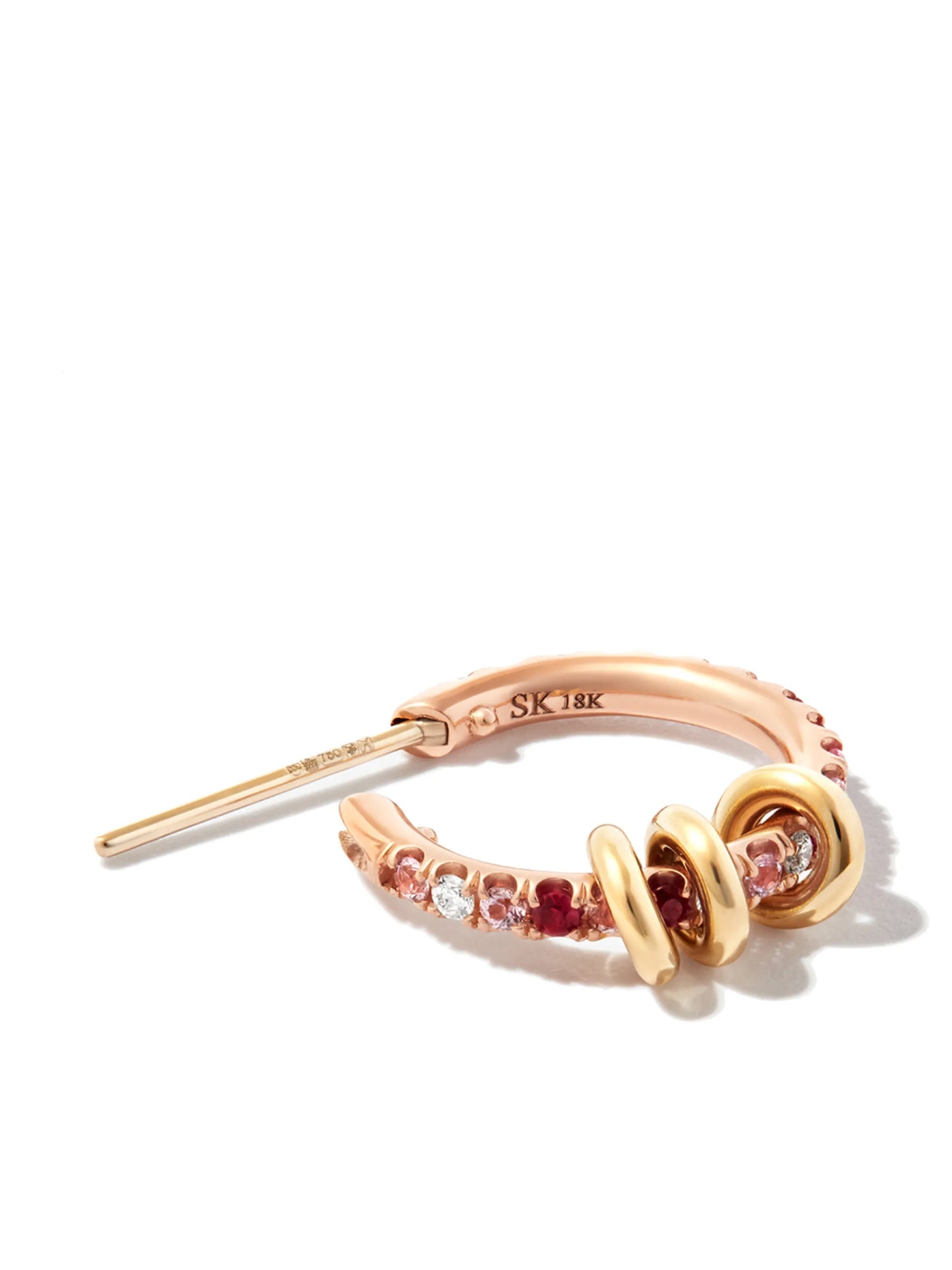 18kt rose and yellow gold ruby and diamond hoop earrings