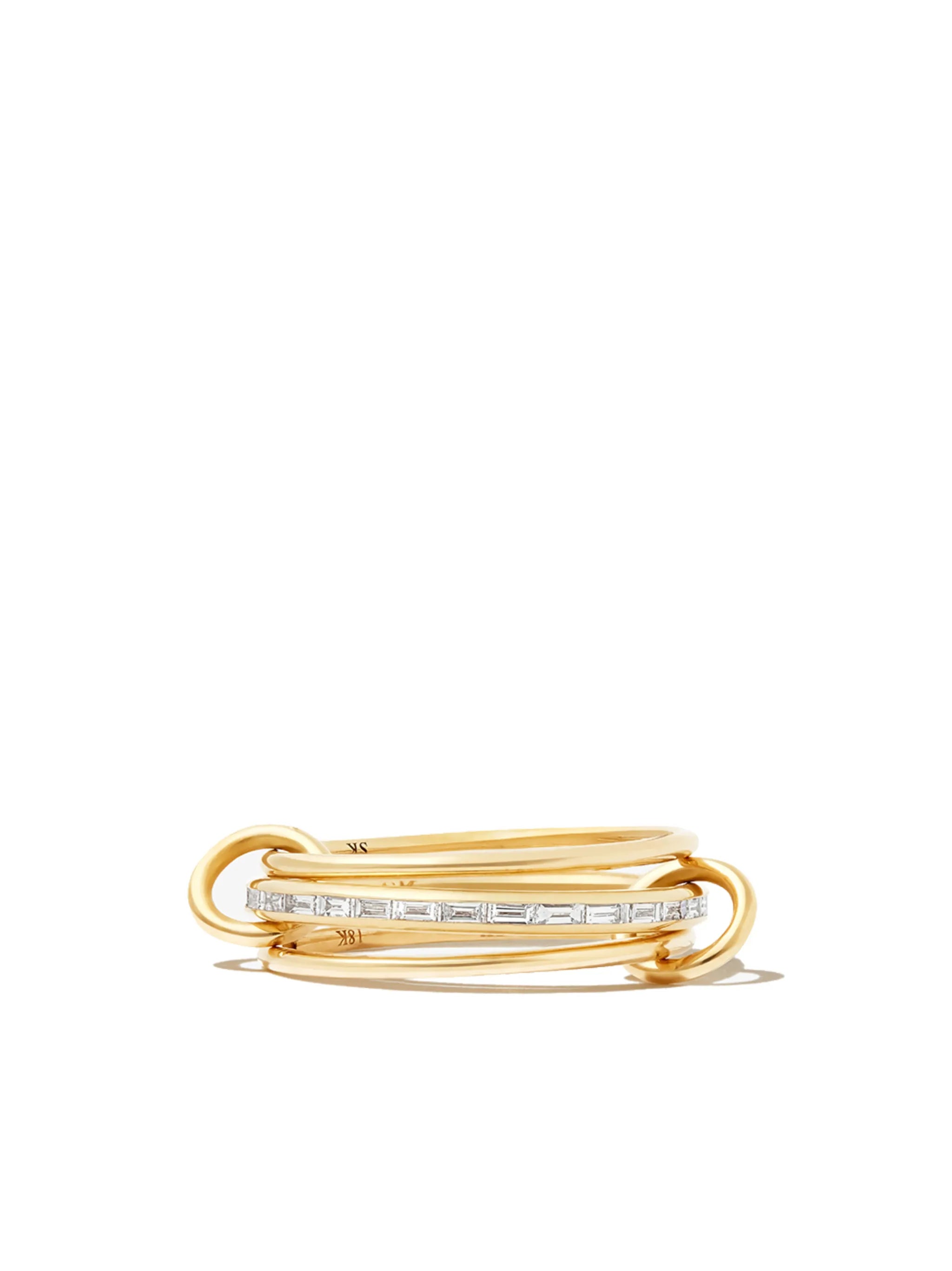 18kt yellow gold 3 link diamond ring