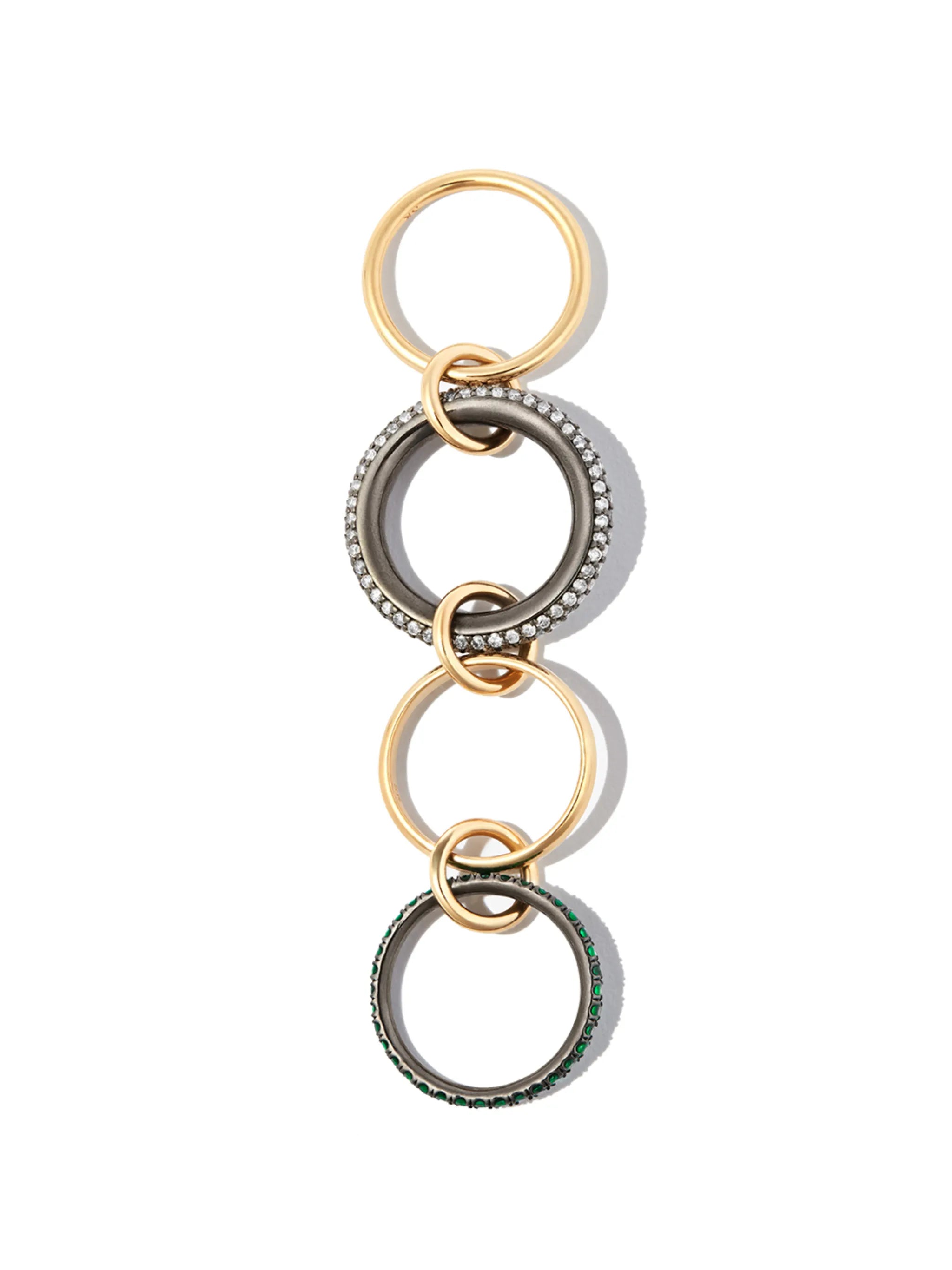 18kt yellow gold Vega pavé diamond and emerald ring