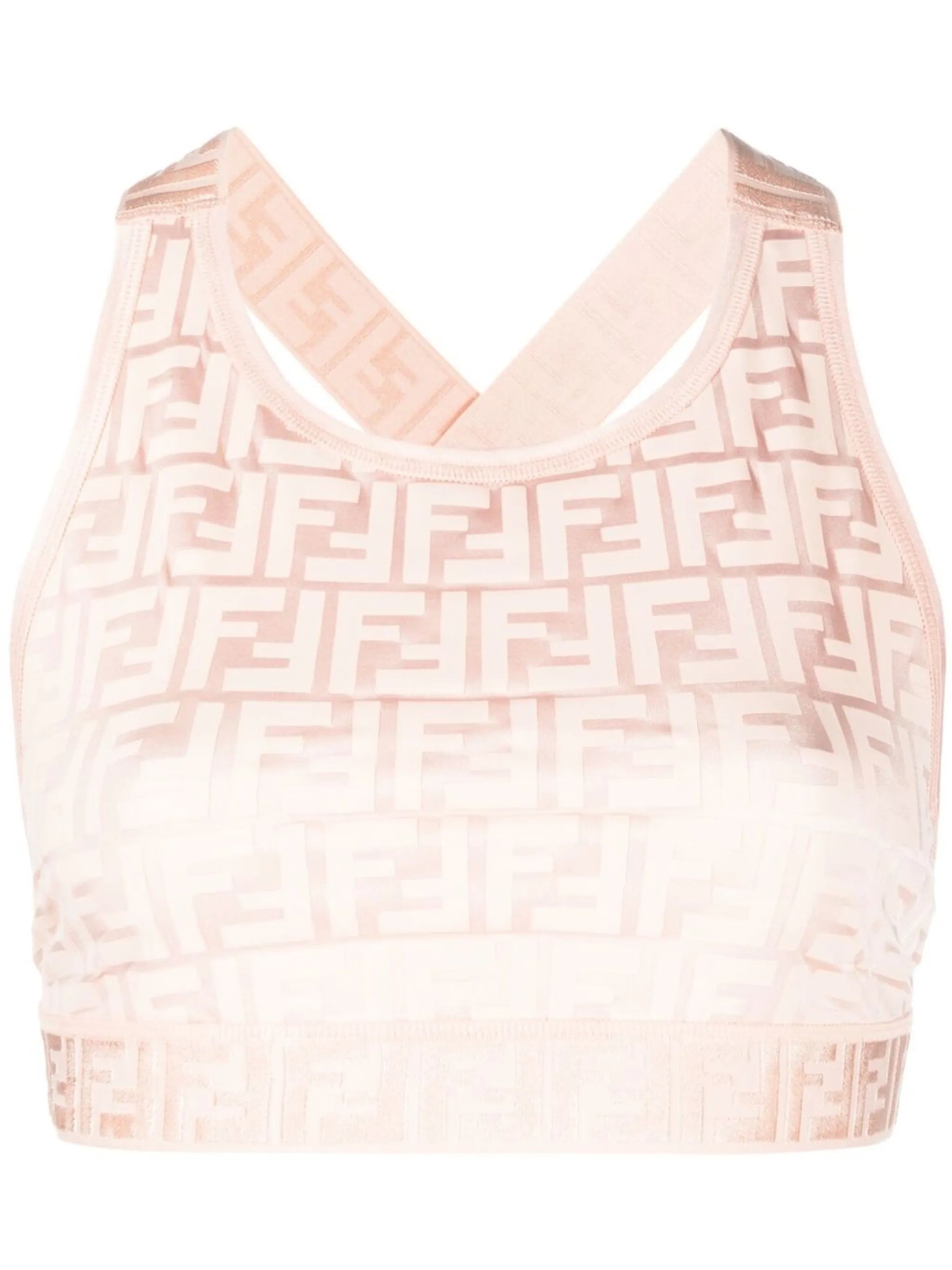 monogram-pattern cropped top