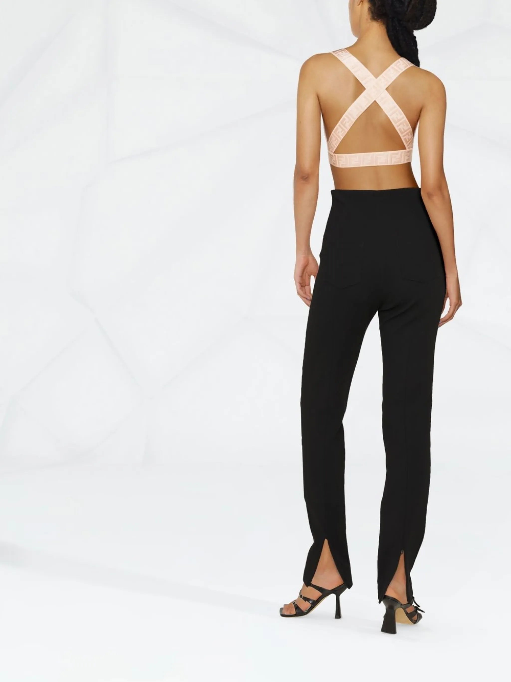 monogram-pattern cropped top