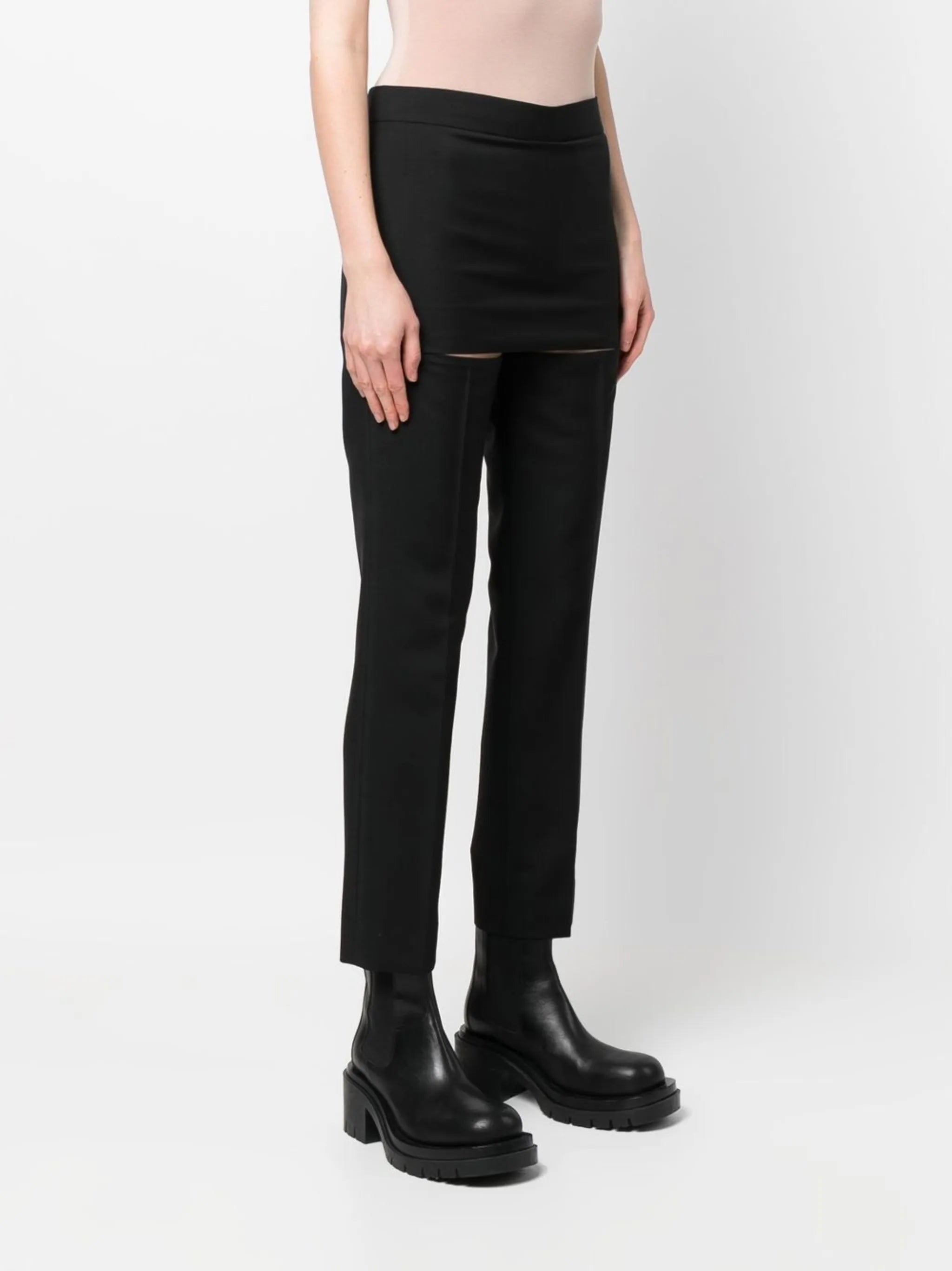 skirt-detail slit trousers