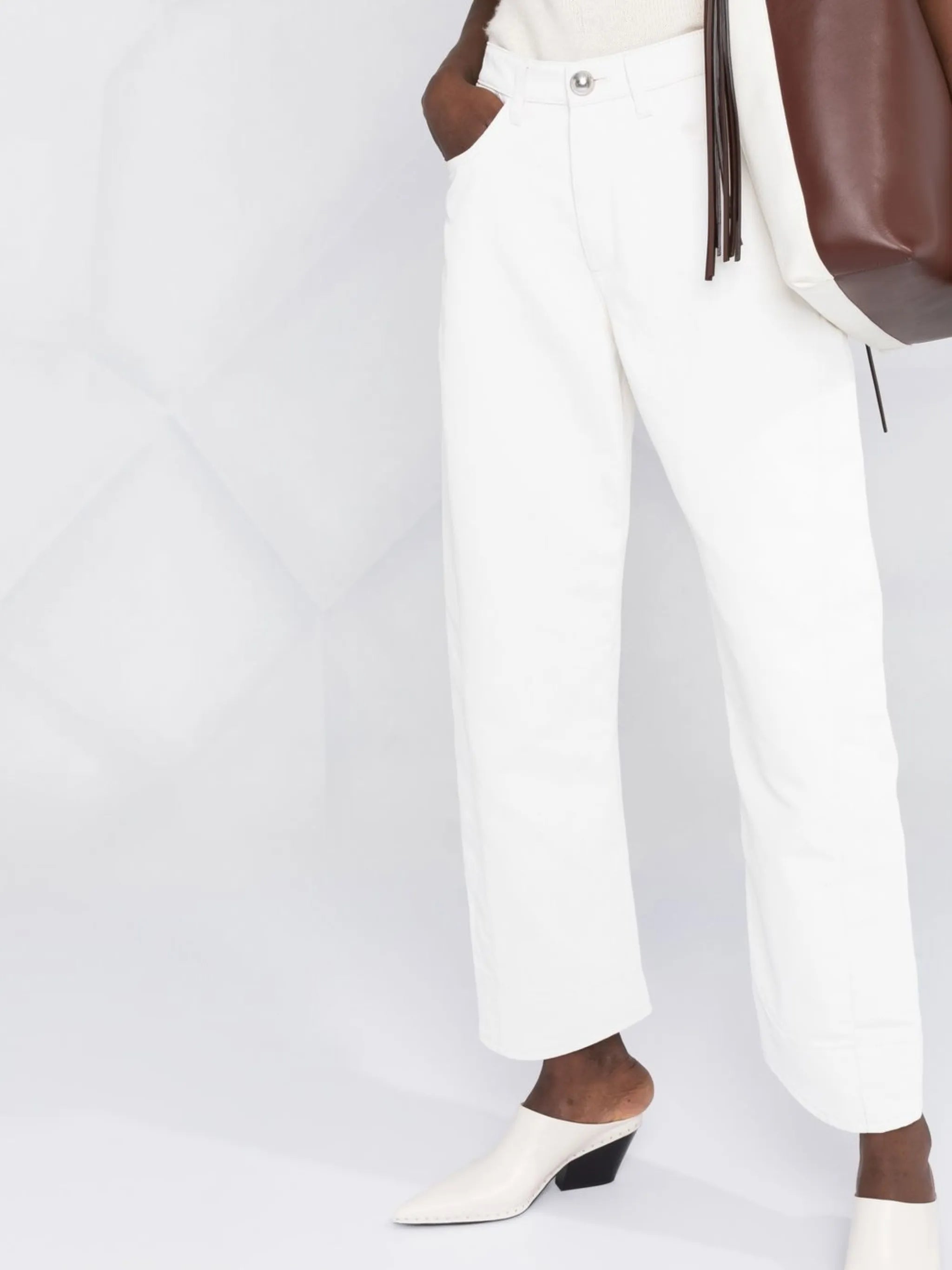 high-waisted tapered jeans