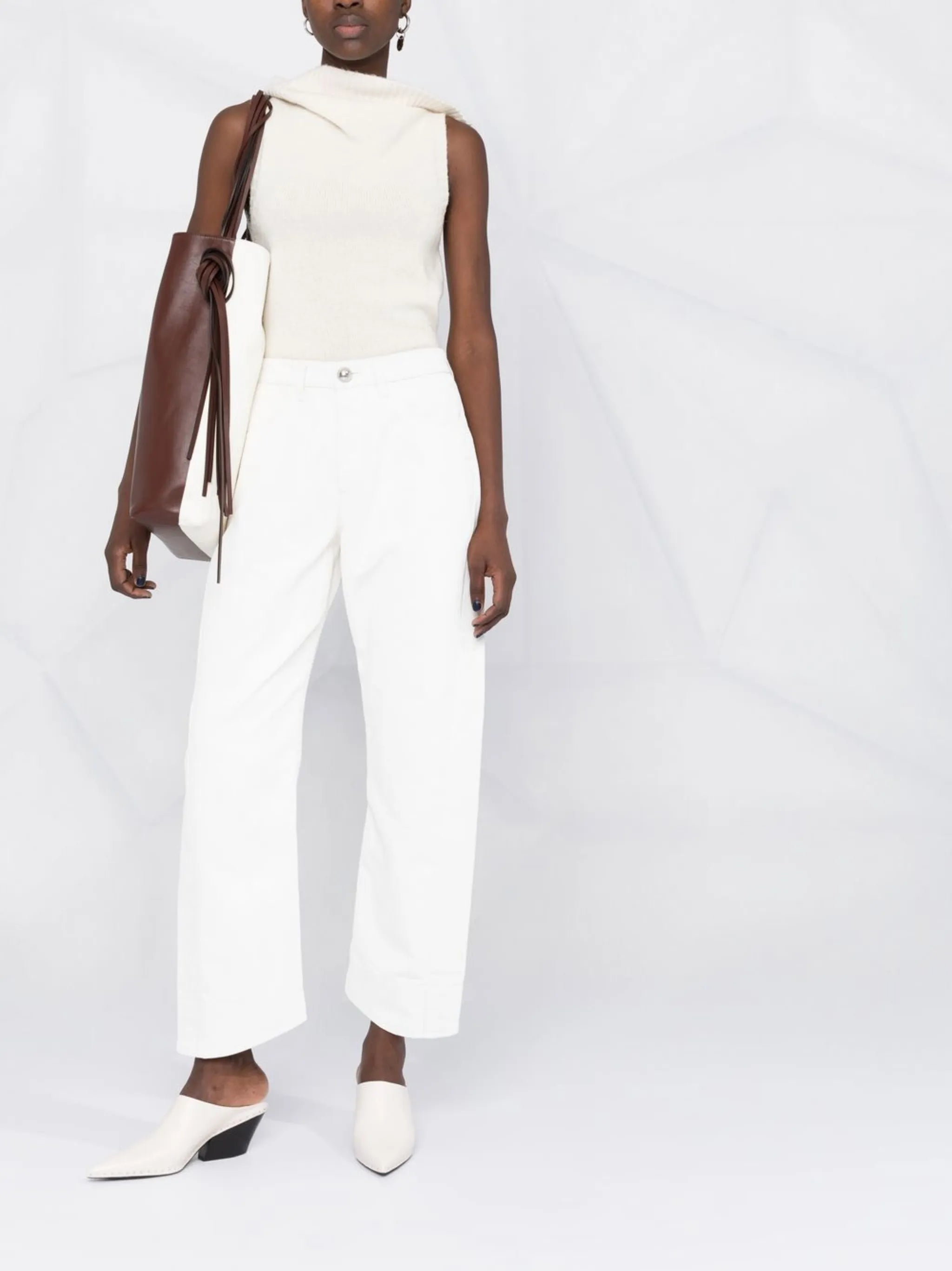 high-waisted tapered jeans