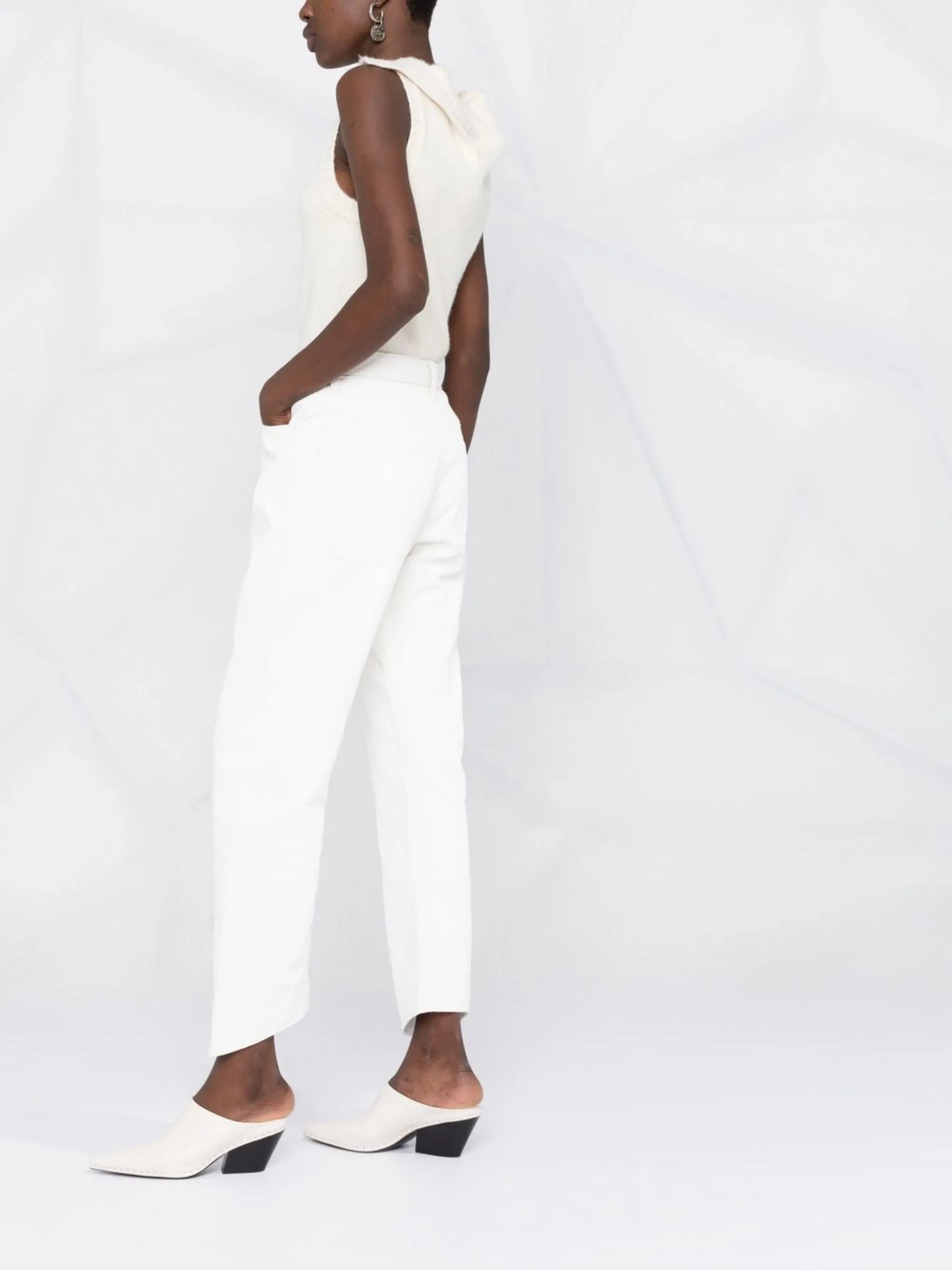 high-waisted tapered jeans