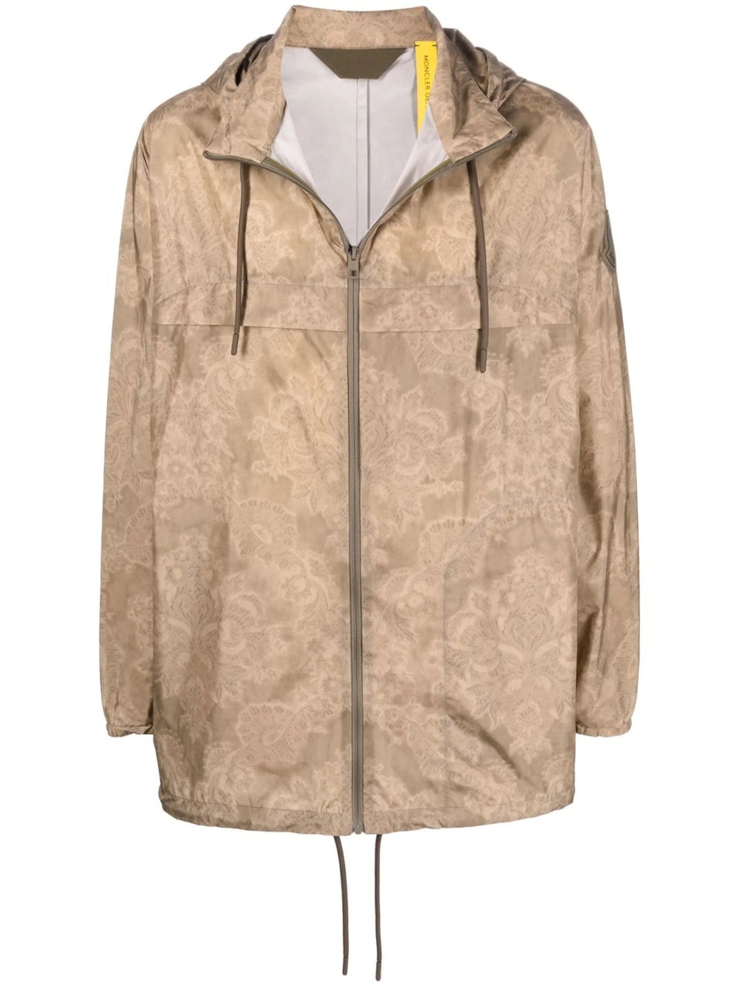 lace-print detail hooded coat
