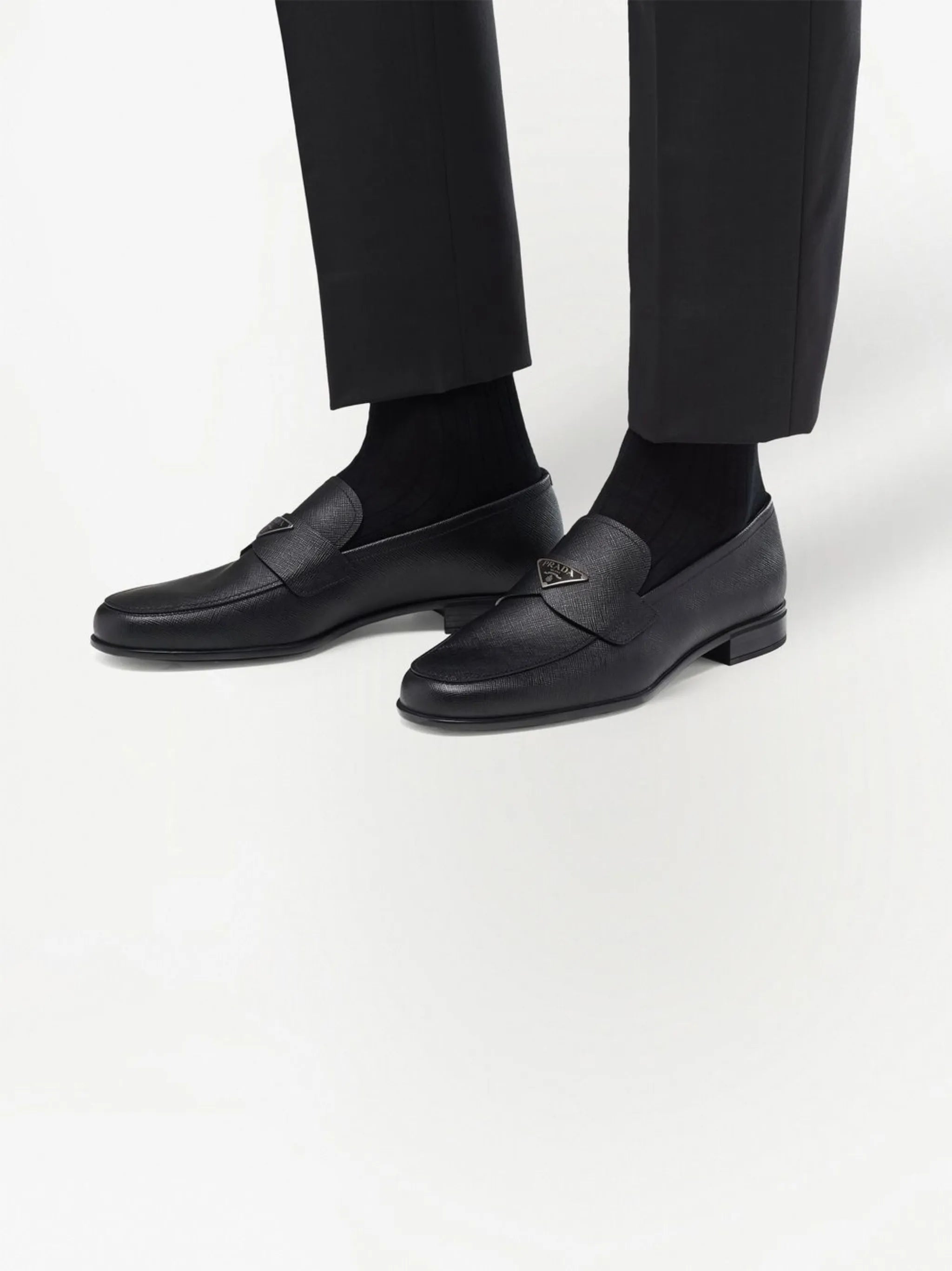 triangle logo loafers