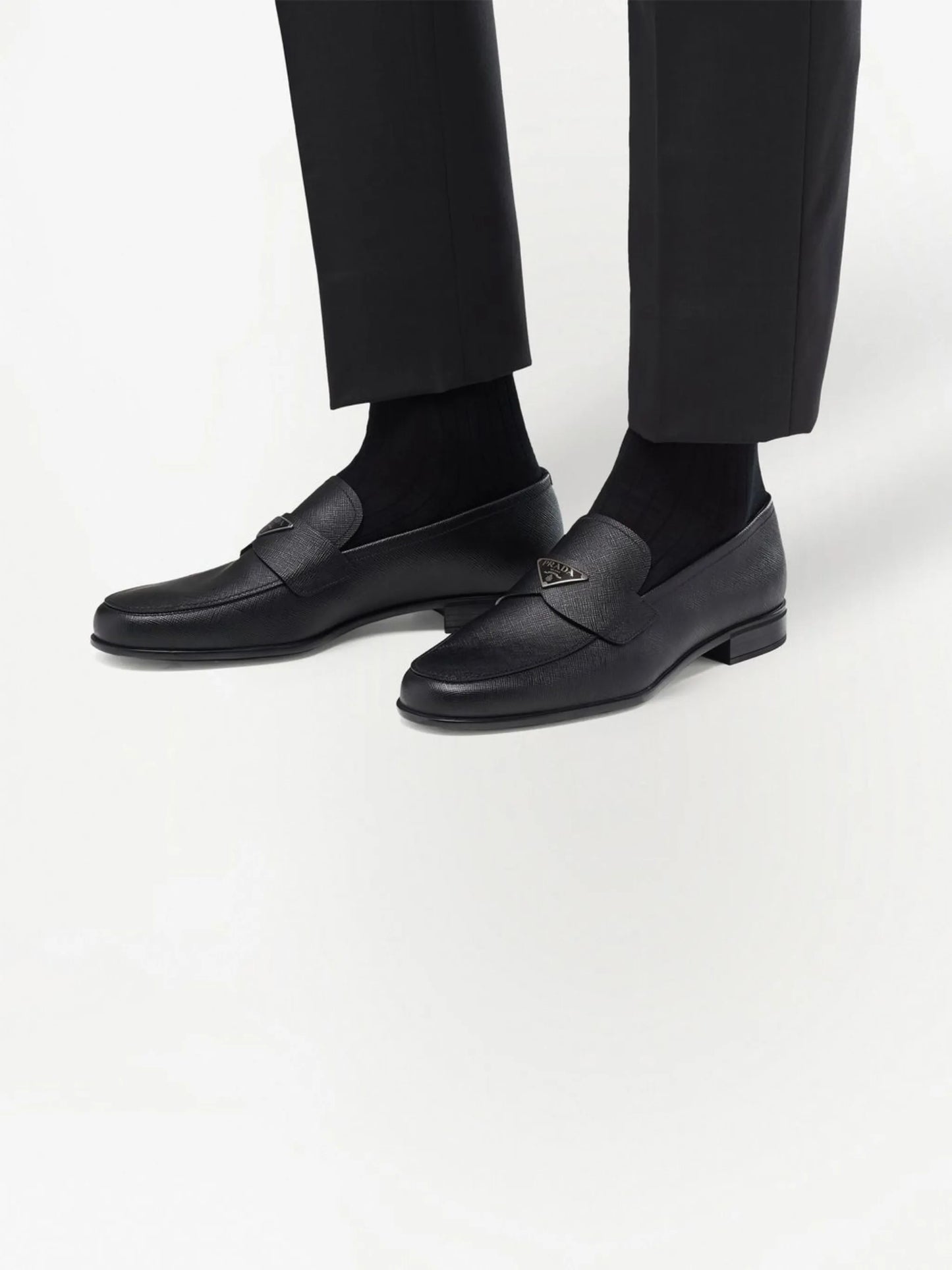 triangle logo loafers
