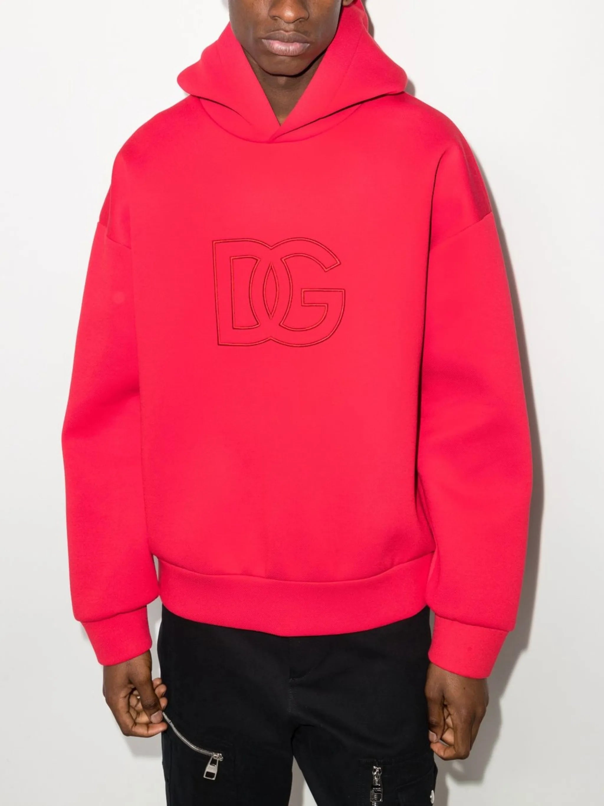 embroidered-logo pullover hoodie