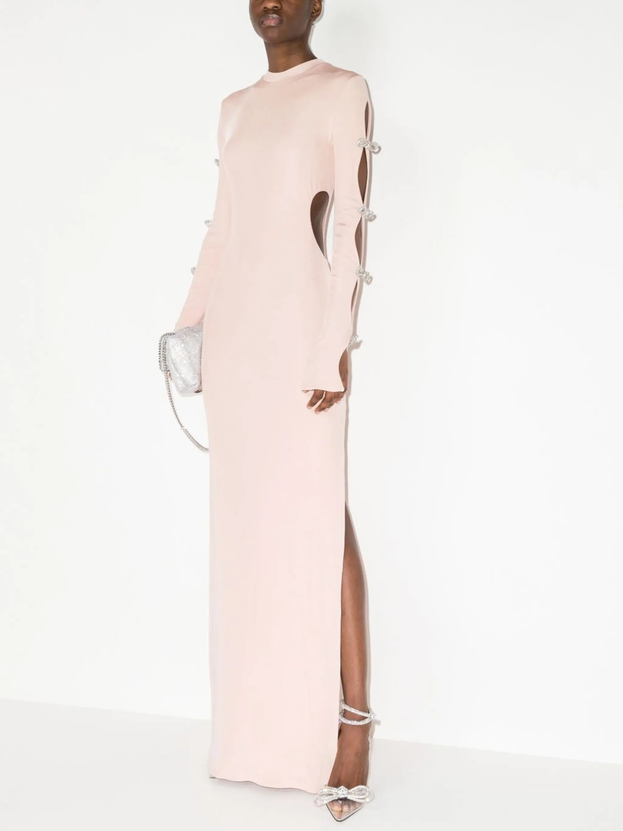 cut-out crystal-bow maxi dress