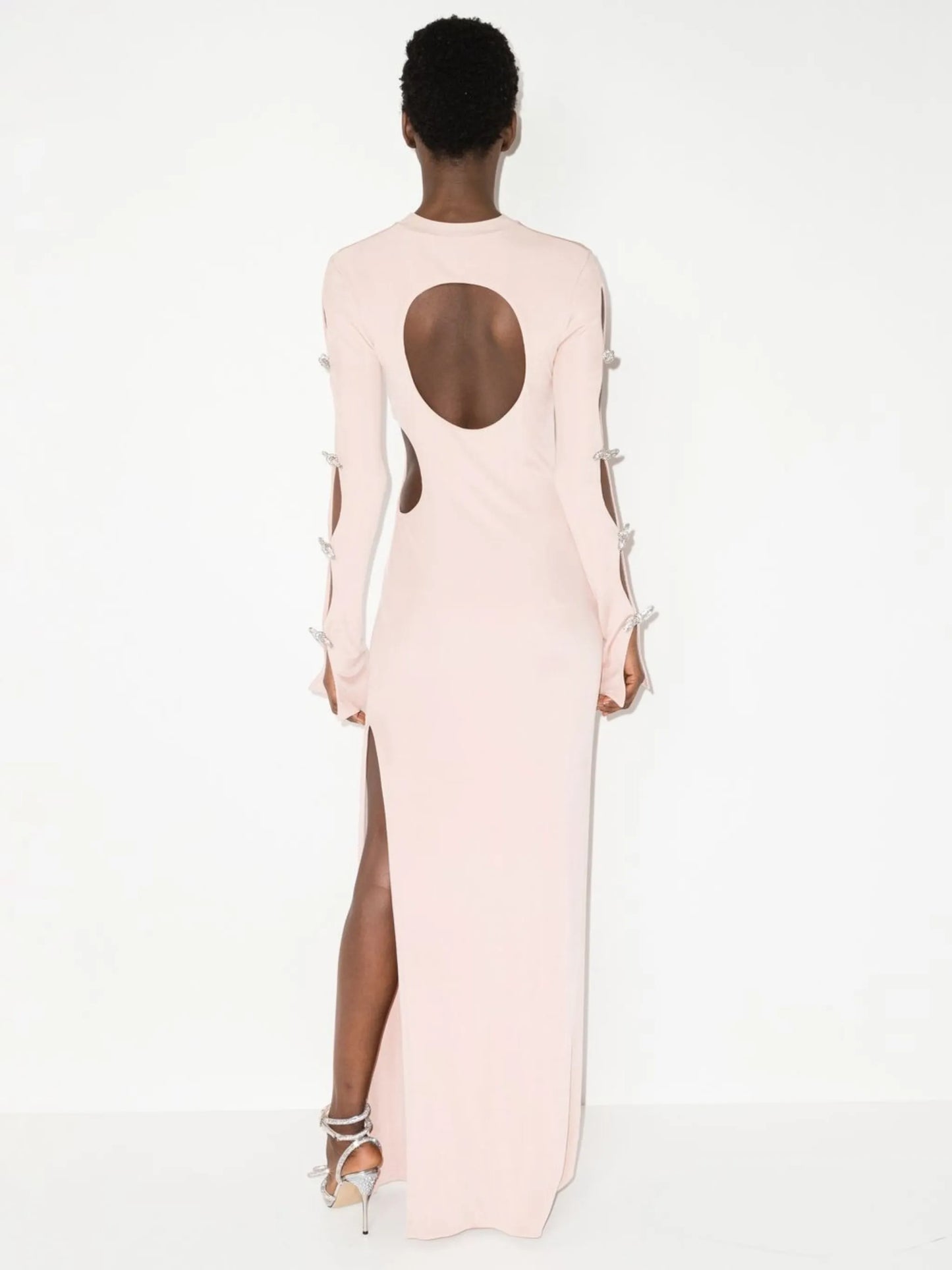 cut-out crystal-bow maxi dress
