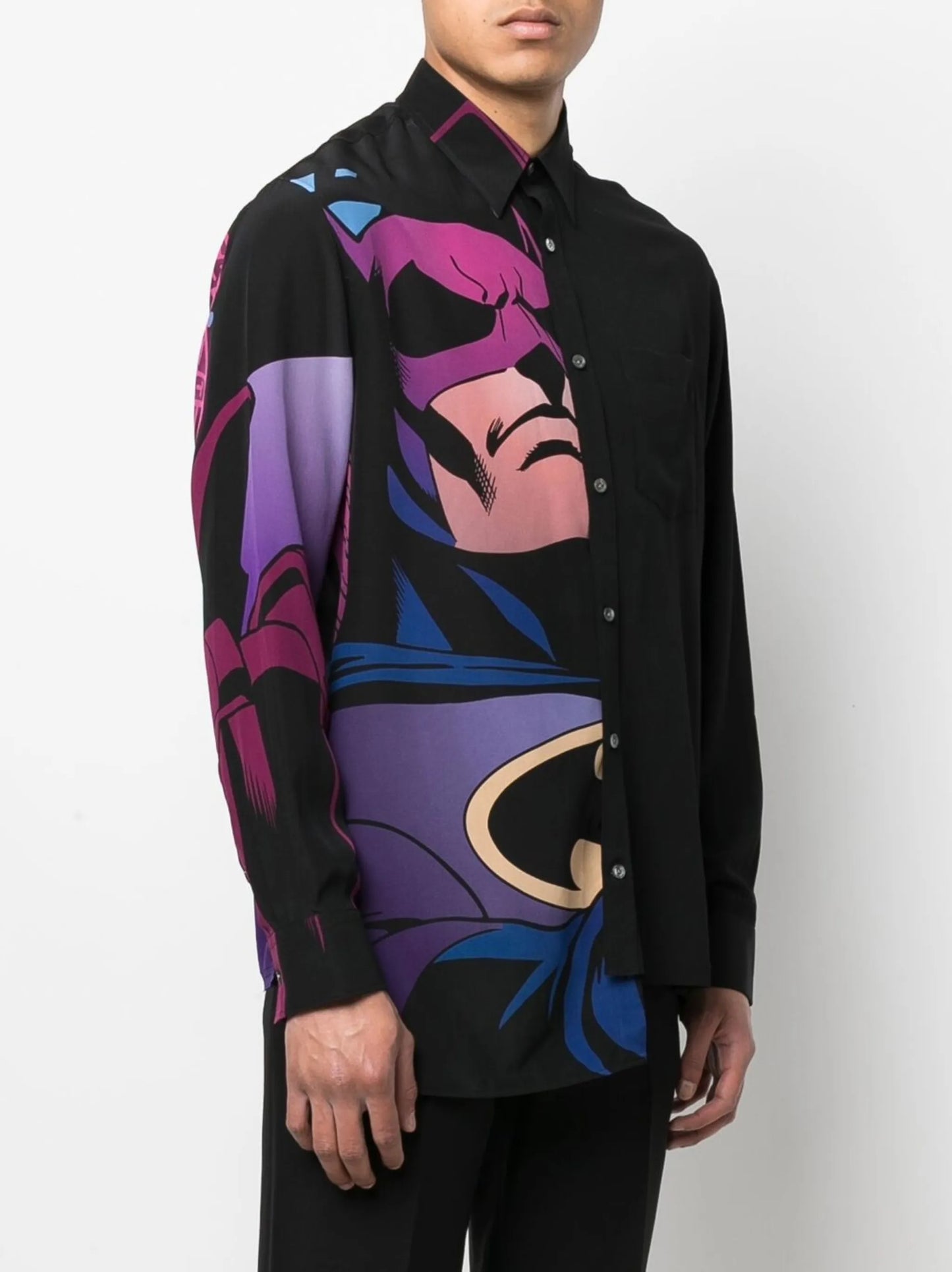 Batman-print silk shirt