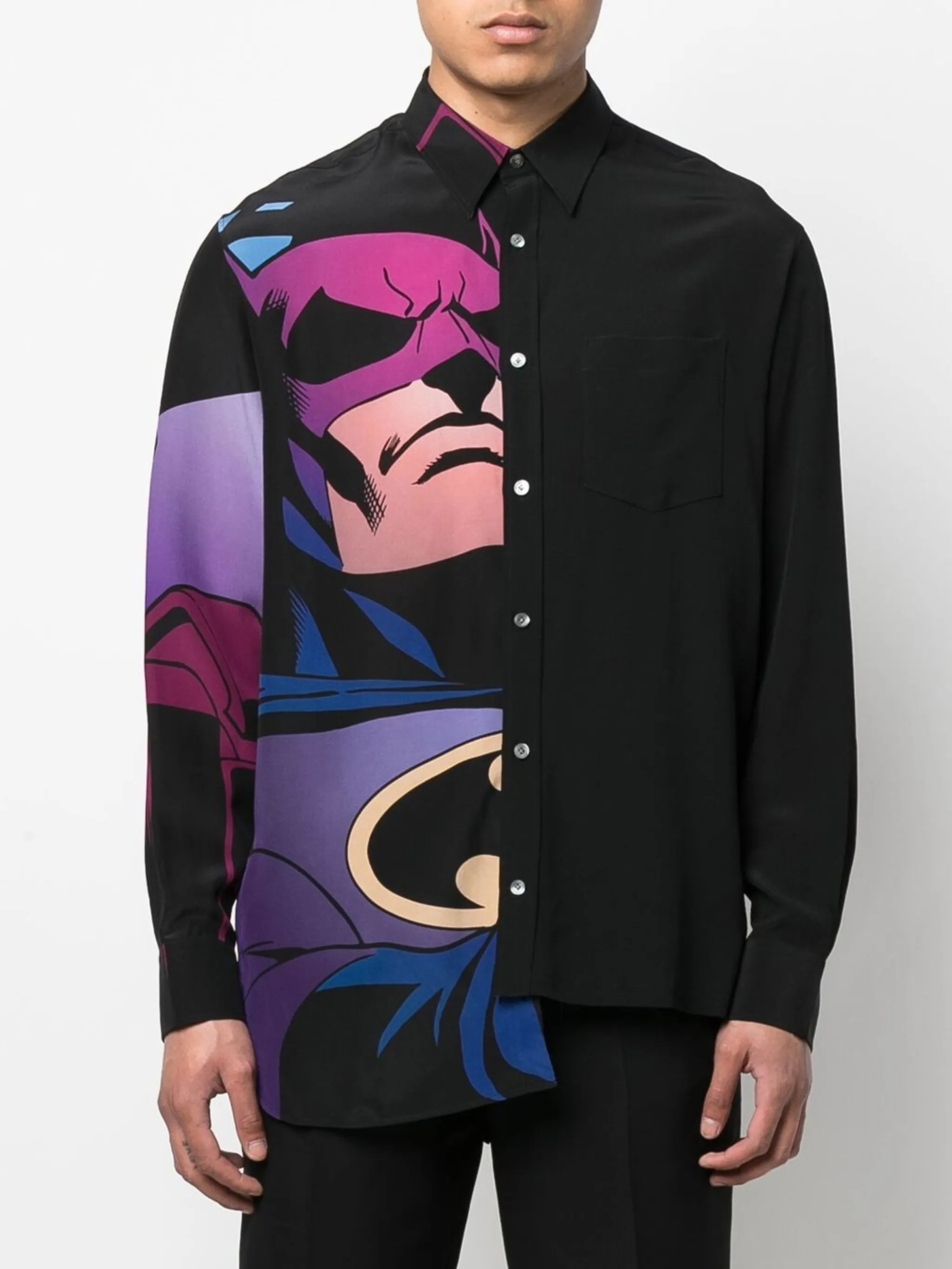 Batman-print silk shirt
