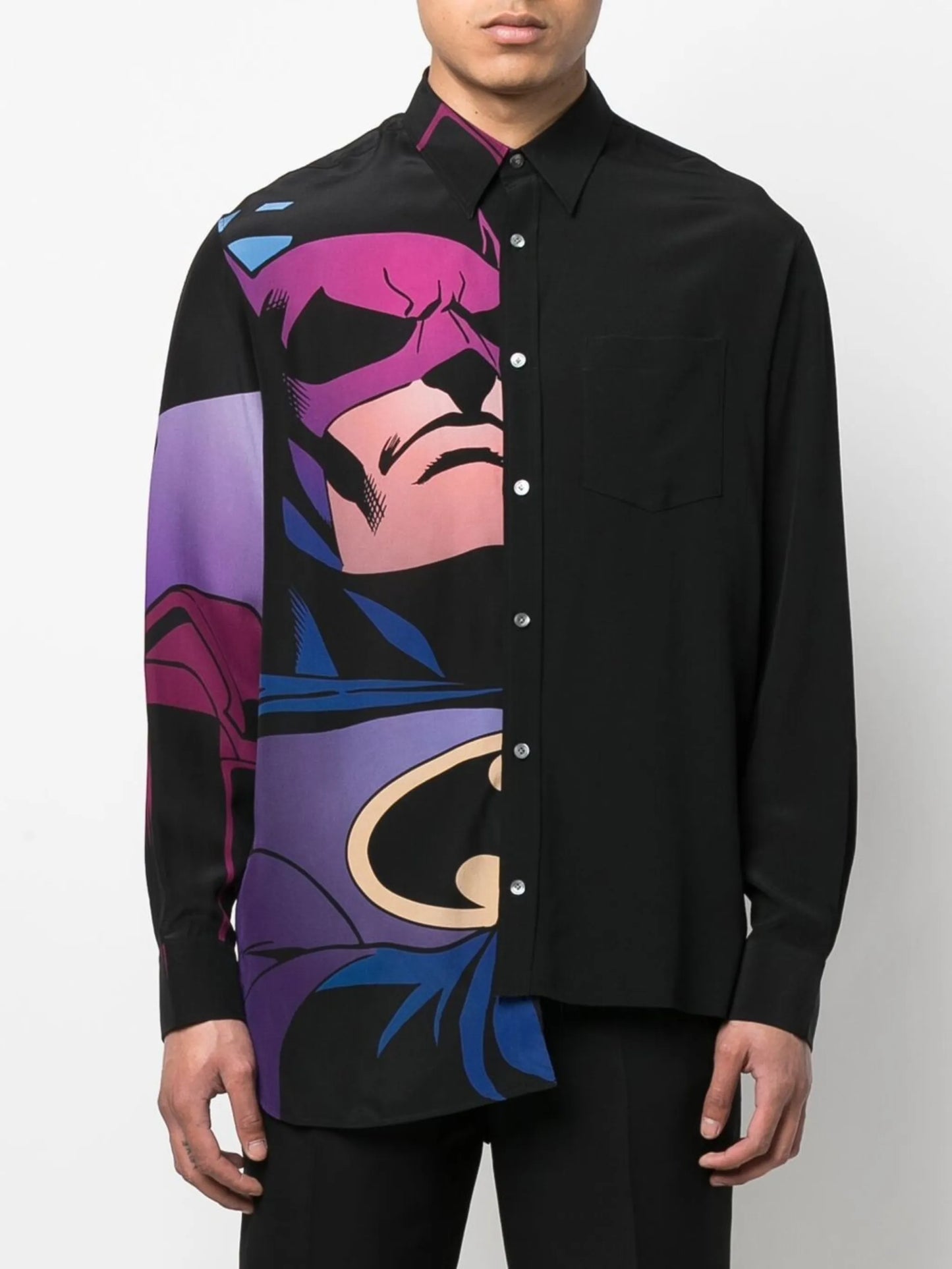 Batman-print silk shirt