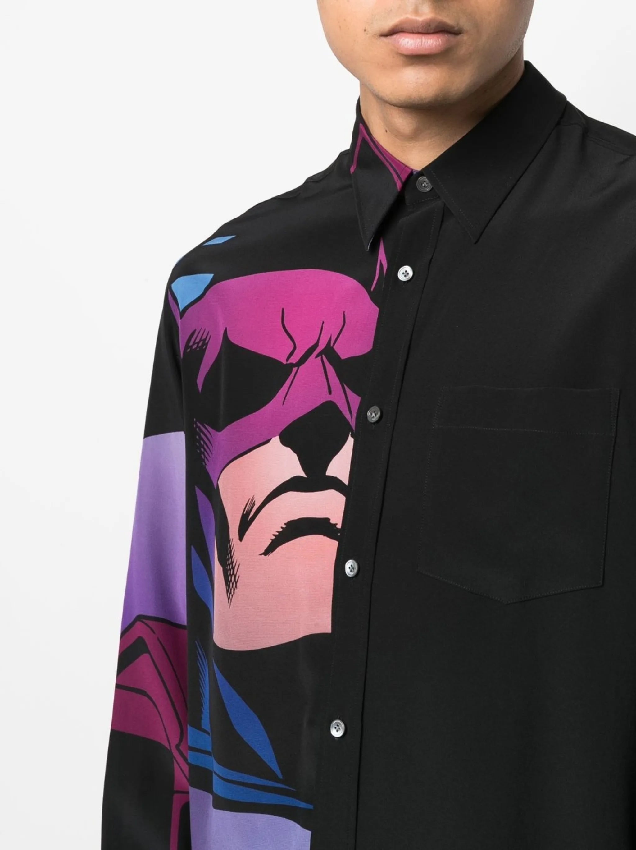 Batman-print silk shirt