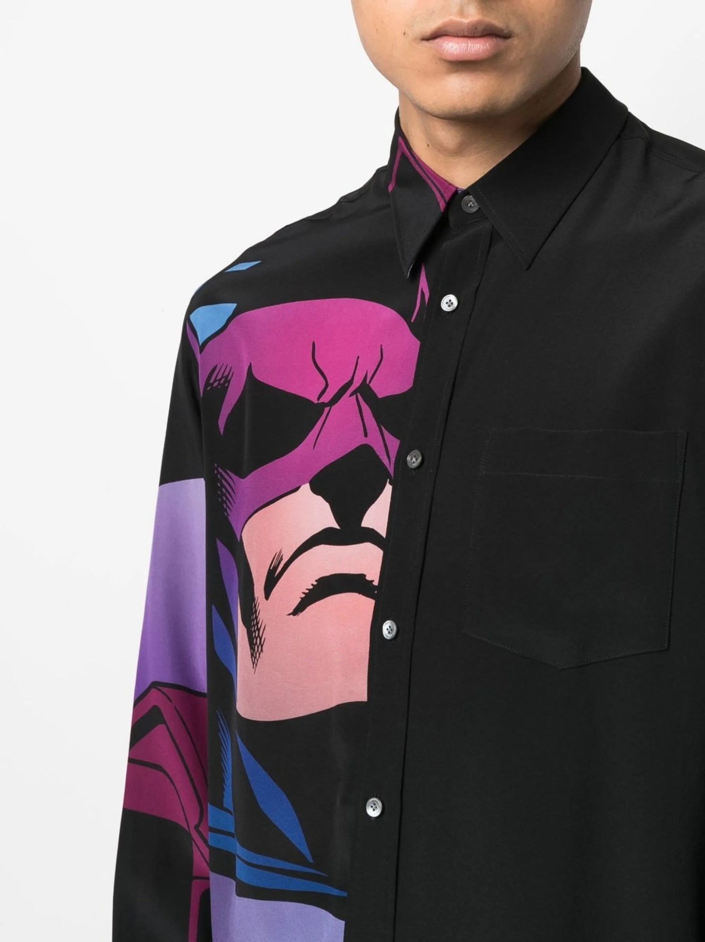 Batman-print silk shirt