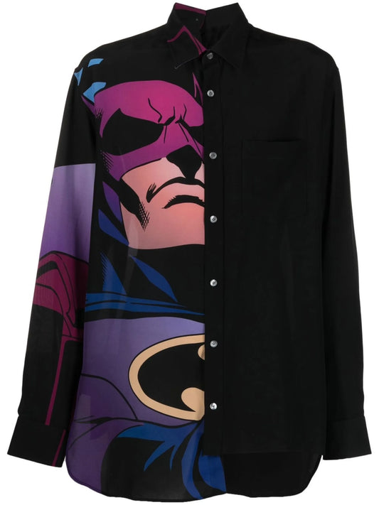 Batman-print silk shirt